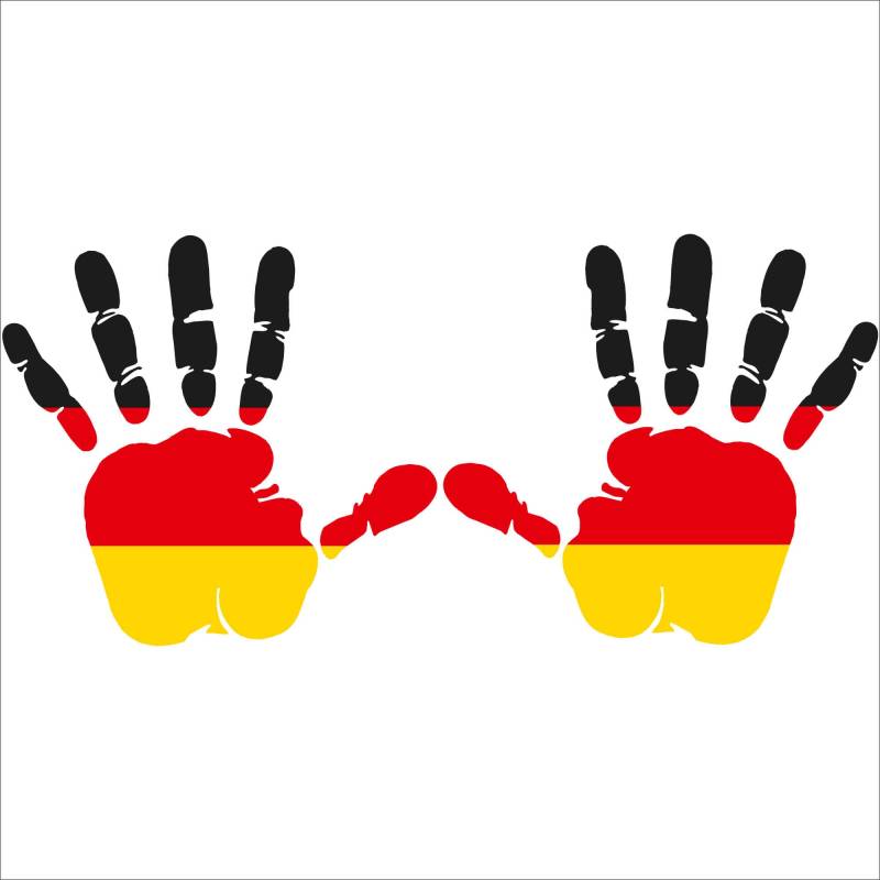 INDIGOS UG Aufkleber - Autoaufkleber - Deutschland - 2X Hand Set 10x9,5 cm - Heckscheibe - Heckscheibenaufkleber - Sticker Tuning Boot Auto Laptop LKW von INDIGOS UG