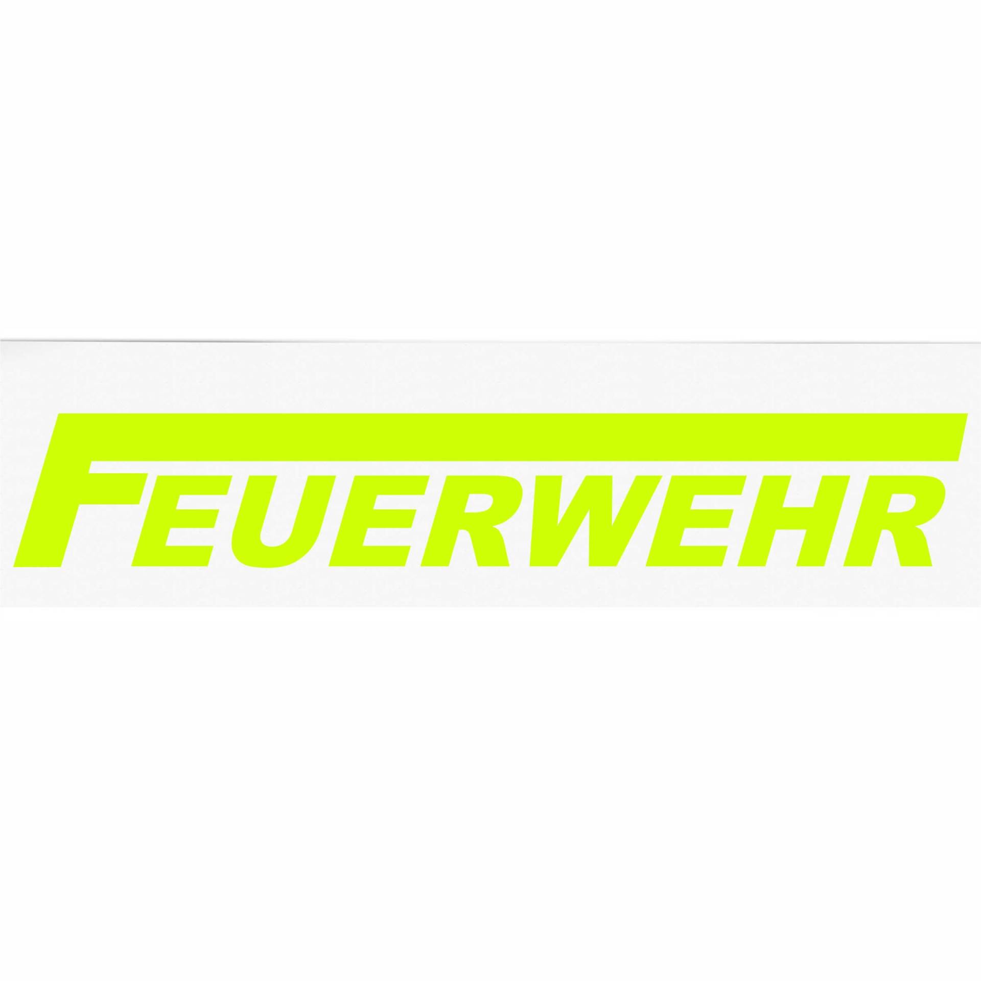 INDIGOS UG - Aufkleber - Autoaufkleber - Feuerwehr - Neongelb 500 mm - selbstklebend - Sticker - für Auto, LKW, Boot, löschen - Bergen - Tuning - Heckscheibe von INDIGOS UG