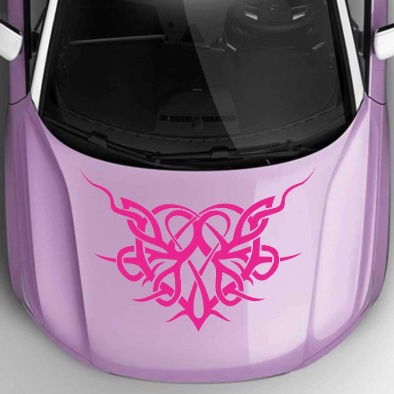 INDIGOS UG Aufkleber - Autoaufkleber Herztribal 87cm x 60cm pink - Tuning Carystyling Heckscheibe Auto von INDIGOS UG