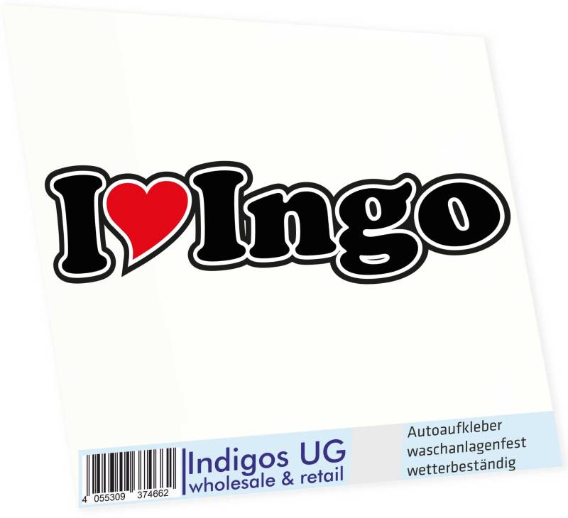 INDIGOS UG - Aufkleber - Autoaufkleber I Love Heart - Ich Liebe mit Herz 15 cm - I Love Ingo - Auto LKW Truck - Sticker mit Namen vom Mann Frau Kind von INDIGOS UG