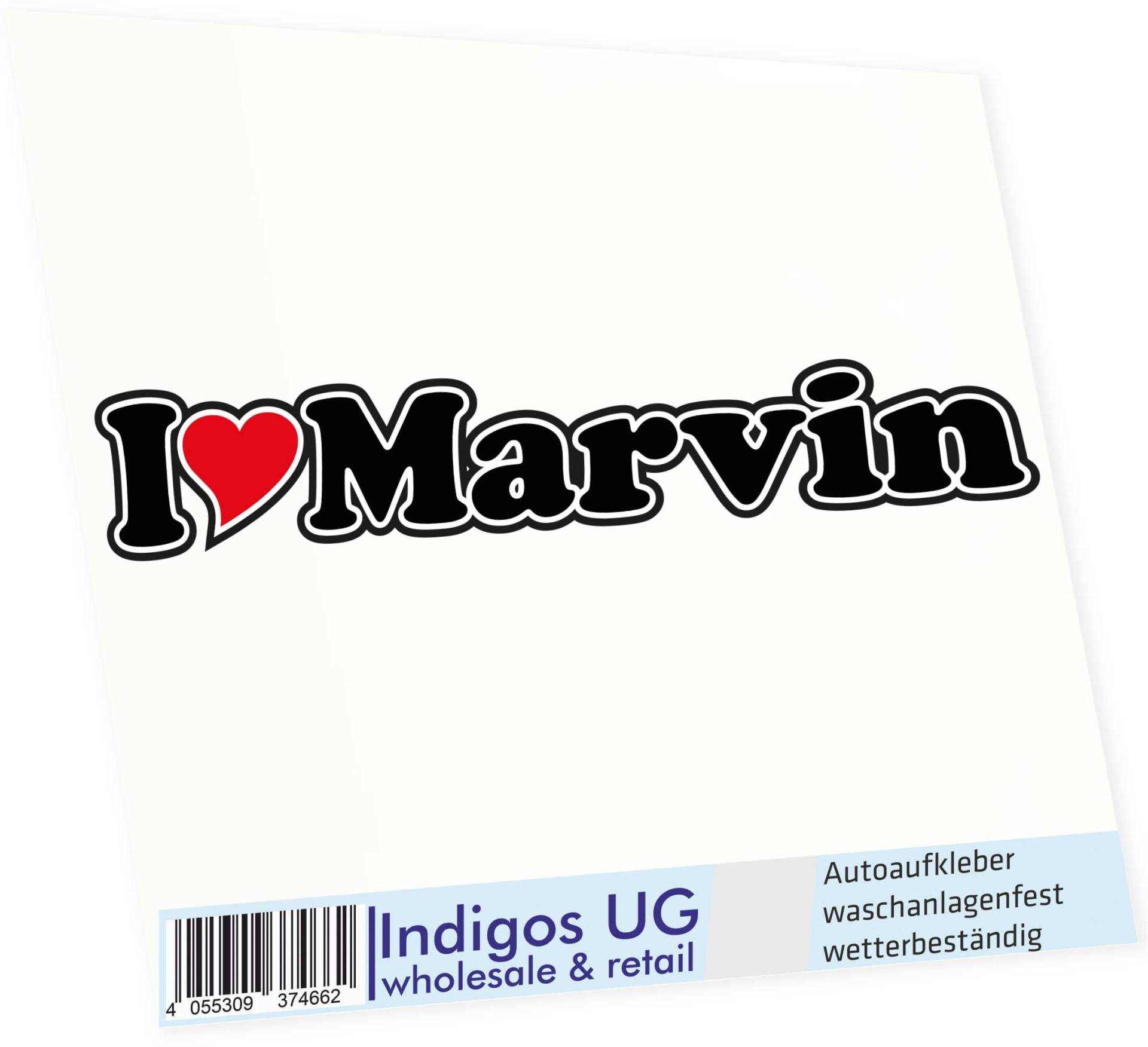INDIGOS UG Auto Aufkleber I Love Marvin 15 cm - Autoaufkleber - KFZ Sticker selbstklebend - für Motorrad, Fenster oder Heckscheibe - wetterfest & UV-beständig Sticker mit Namen von Mann Frau Kind INDIGOS UG Auto Aufkleber I Love Marvin 15 cm - Autoaufkleber - KFZ Sticker selbstklebend - für Motorrad, Fenster oder Heckscheibe - wetterfest & UV-beständig Sticker mit Namen von Mann Frau Kind von INDIGOS UG