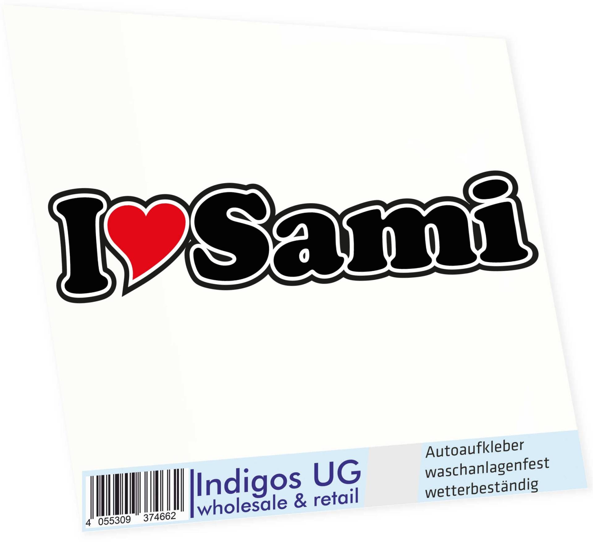 INDIGOS UG - Aufkleber - Autoaufkleber I Love Heart - Ich Liebe mit Herz 15 cm - I Love Sami - Auto LKW Truck - Sticker mit Namen vom Mann Frau Kind INDIGOS UG - Aufkleber - Autoaufkleber I Love Heart - Ich Liebe mit Herz 15 cm - I Love Sami - Auto LKW Truck - Sticker mit Namen vom Mann Frau Kind von INDIGOS UG