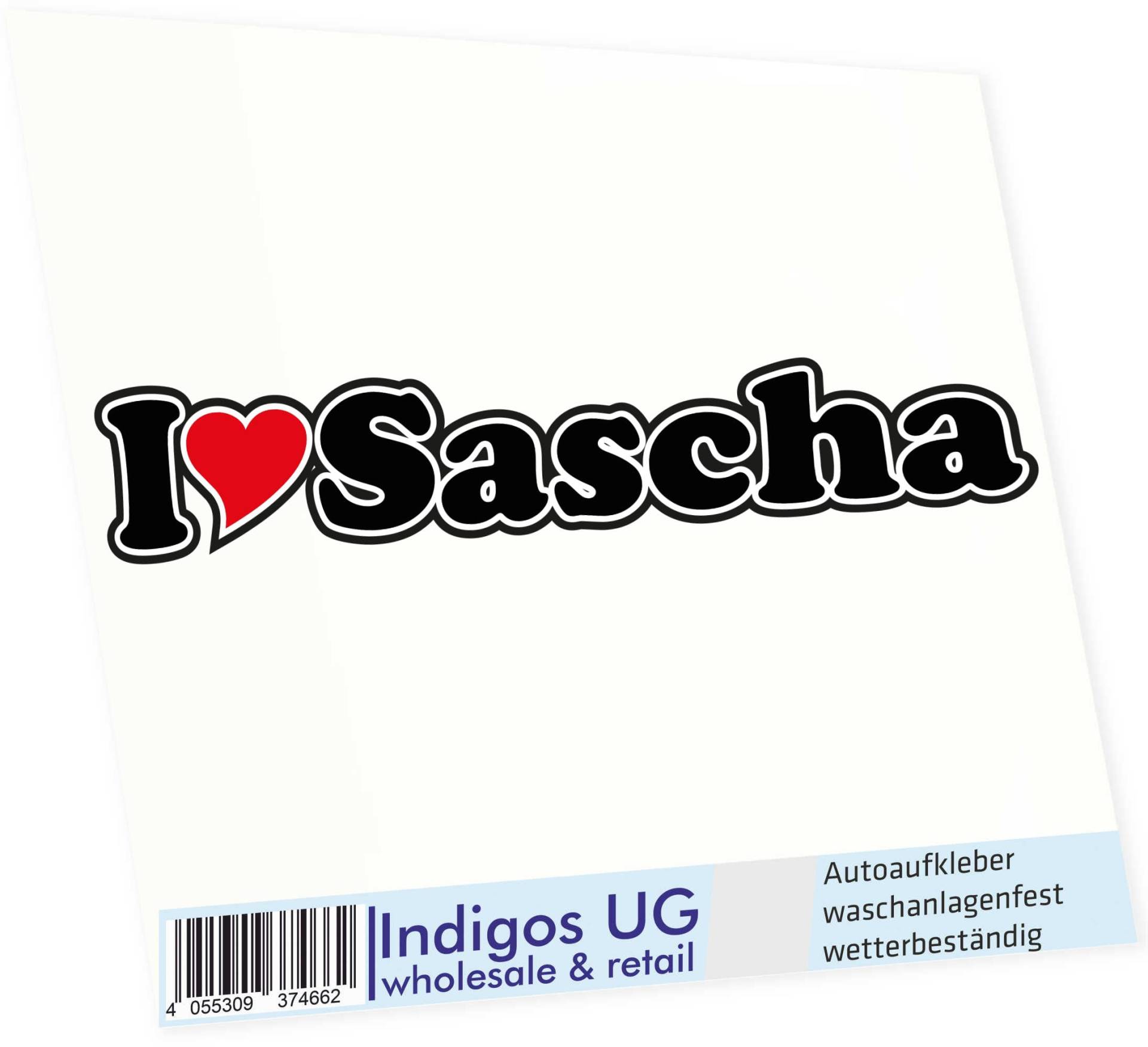 INDIGOS UG Auto Aufkleber I Love Sascha 15 cm - Autoaufkleber - KFZ Sticker selbstklebend - für Motorrad, Fenster oder Heckscheibe - wetterfest & UV-beständig Sticker mit Namen von Mann Frau Kind INDIGOS UG Auto Aufkleber I Love Sascha 15 cm - Autoaufkleber - KFZ Sticker selbstklebend - für Motorrad, Fenster oder Heckscheibe - wetterfest & UV-beständig Sticker mit Namen von Mann Frau Kind von INDIGOS UG