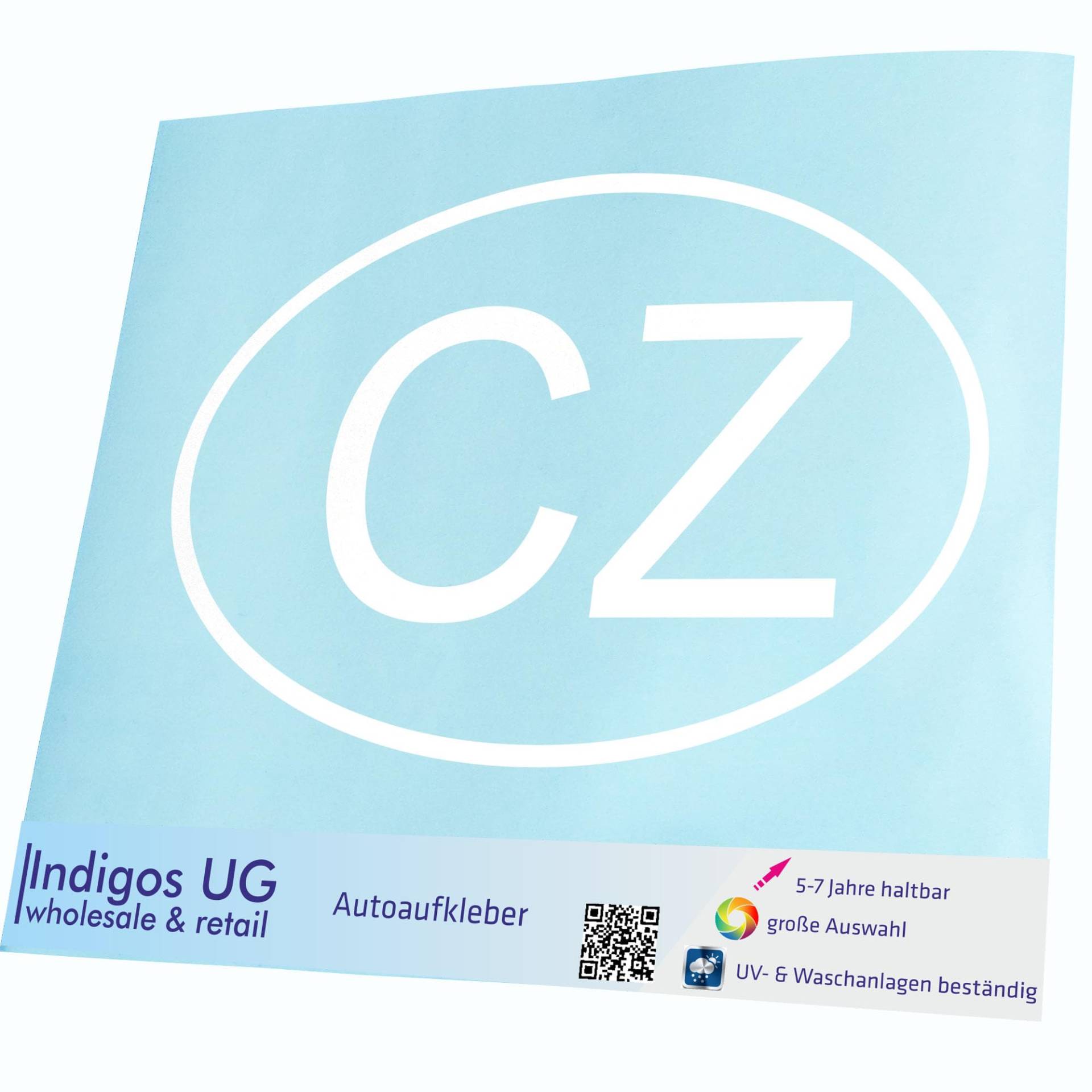 INDIGOS UG Auto Aufkleber Auto - 110x70 mm - Tschechien CZ - weiß - Selbstklebender Sticker für Auto, Fenster, Bus oder LKW - UV-beständig & wetterfest INDIGOS UG Auto Aufkleber Auto - 110x70 mm - Tschechien CZ - weiß - Selbstklebender Sticker für Auto, Fenster, Bus oder LKW - UV-beständig & wetterfest von INDIGOS UG
