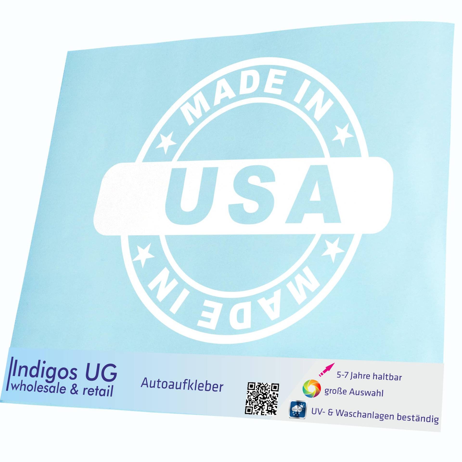 INDIGOS UG Auto Aufkleber Auto - 130x110 mm - Made in USA weiß - Selbstklebender Sticker für Auto, Fenster, Bus oder LKW - UV-beständig & wetterfest INDIGOS UG Auto Aufkleber Auto - 130x110 mm - Made in USA weiß - Selbstklebender Sticker für Auto, Fenster, Bus oder LKW - UV-beständig & wetterfest von INDIGOS UG