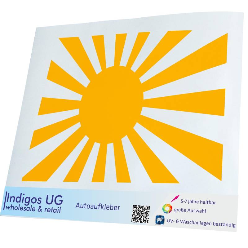INDIGOS UG Auto Aufkleber Auto - 170x120 mm - Japan Kriegsfahne - gelb - Selbstklebender Sticker für Auto, Fenster, Bus oder LKW von INDIGOS UG