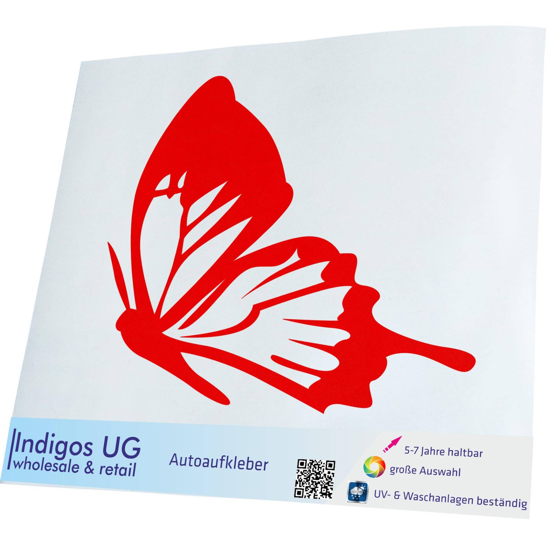 INDIGOS UG Aufkleber - Autoaufkleber - JDM - Die Cut - Auto - 200x160 mm - Schmetterling - rot - Heckscheibe - Heckscheibenaufkleber - Sticker - Tuning von INDIGOS UG
