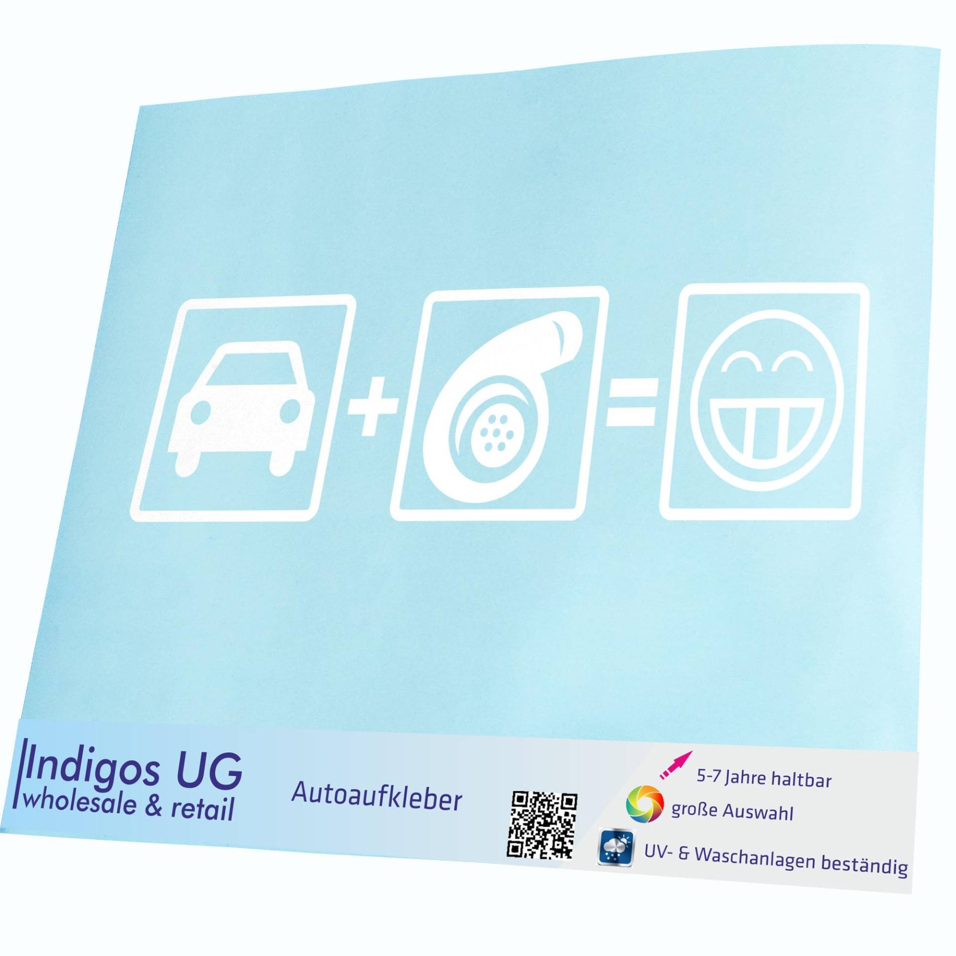 INDIGOS UG Auto Aufkleber Auto - 210x60 mm - Turbo Boost - weiß - Selbstklebender Sticker für Auto, Fenster, Bus oder LKW - UV-beständig & wetterfest INDIGOS UG Auto Aufkleber Auto - 210x60 mm - Turbo Boost - weiß - Selbstklebender Sticker für Auto, Fenster, Bus oder LKW - UV-beständig & wetterfest von INDIGOS UG