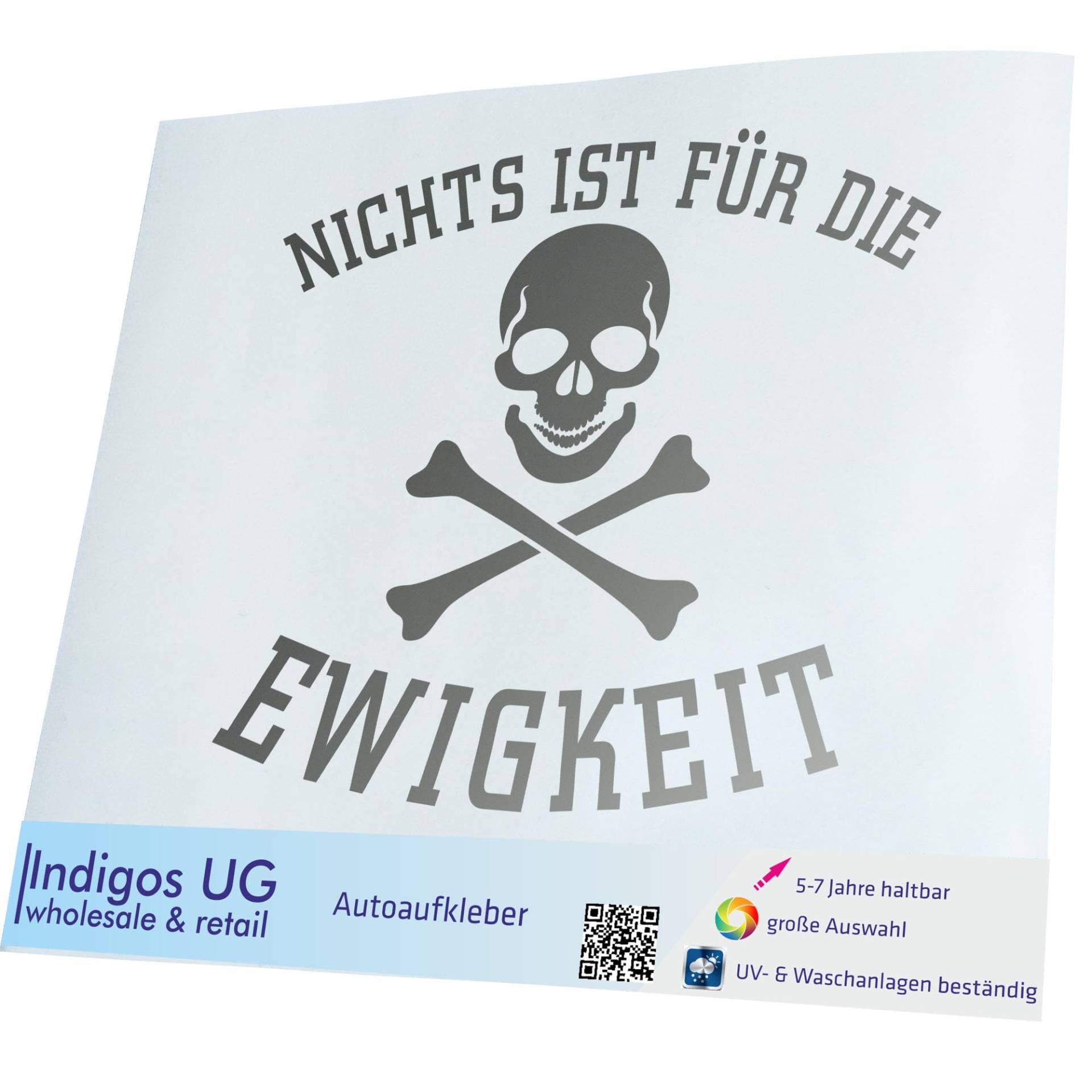 INDIGOS UG Auto Aufkleber Auto - 300x254 mm - Nichts ist für die Ewigkeit - Silber - Selbstklebender Sticker für Auto, Fenster, Bus oder LKW INDIGOS UG Auto Aufkleber Auto - 300x254 mm - Nichts ist für die Ewigkeit - Silber - Selbstklebender Sticker für Auto, Fenster, Bus oder LKW von INDIGOS UG