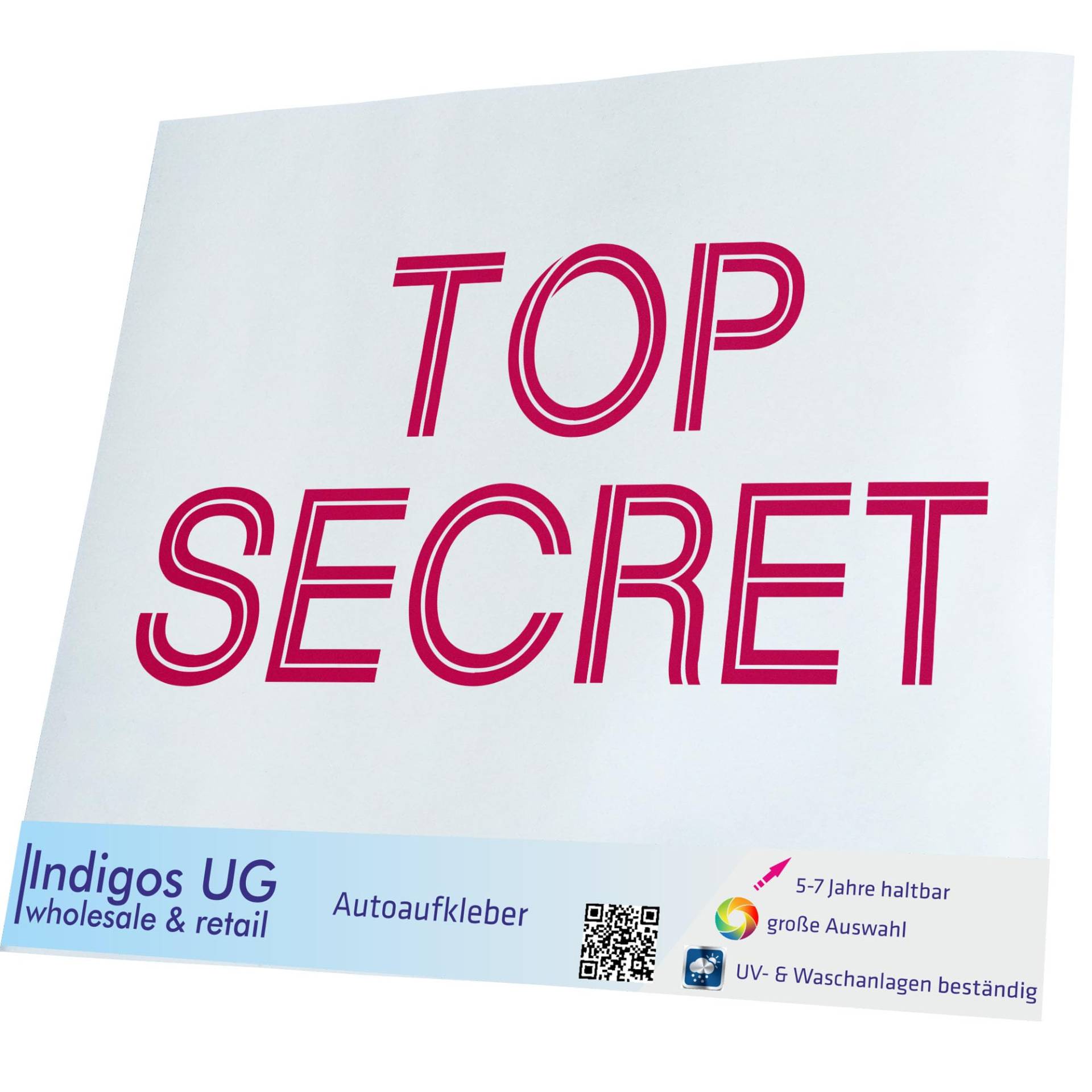 INDIGOS UG Aufkleber - Autoaufkleber - JDM - Die Cut - Auto - 400x190 mm - Top Secret - pink - Heckscheibe - Heckscheibenaufkleber - Sticker - Tuning von INDIGOS UG