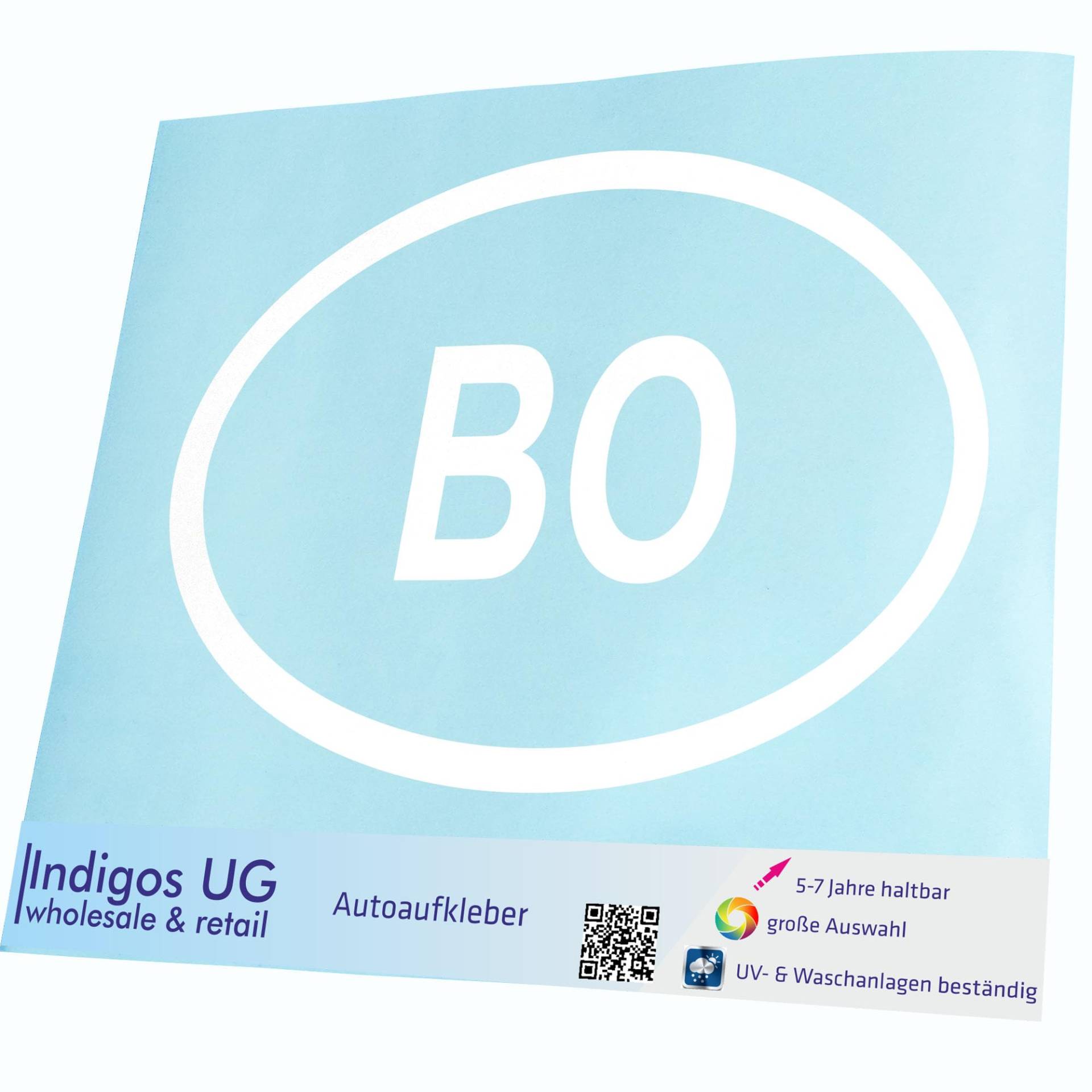 INDIGOS UG Aufkleber - Autoaufkleber - JDM - Die Cut - Auto - OEM - Bolivien BO - 160x110 mm weiß - Heckscheibe - Heckscheibenaufkleber - Sticker - Tuning von INDIGOS UG