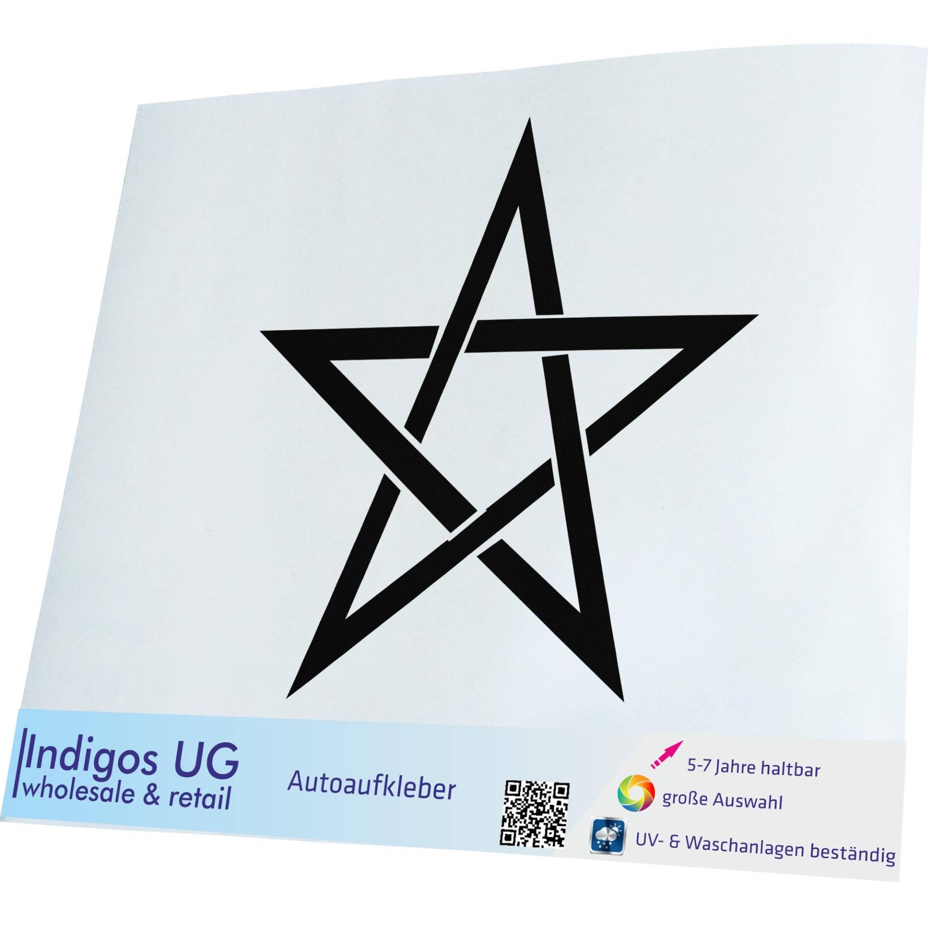 INDIGOS UG Aufkleber - Autoaufkleber - JDM - Die Cut - Auto - OEM - Pentagramm 120x120mm schwarz - Heckscheibe - Heckscheibenaufkleber - Sticker - Tuning von INDIGOS UG