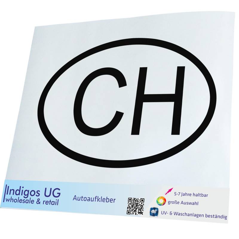 INDIGOS UG Auto Aufkleber Auto - 110x70 mm - Schweiz CH - schwarz - Selbstklebender Sticker für Auto, Fenster, Bus oder LKW - UV-beständig & wetterfest von INDIGOS UG