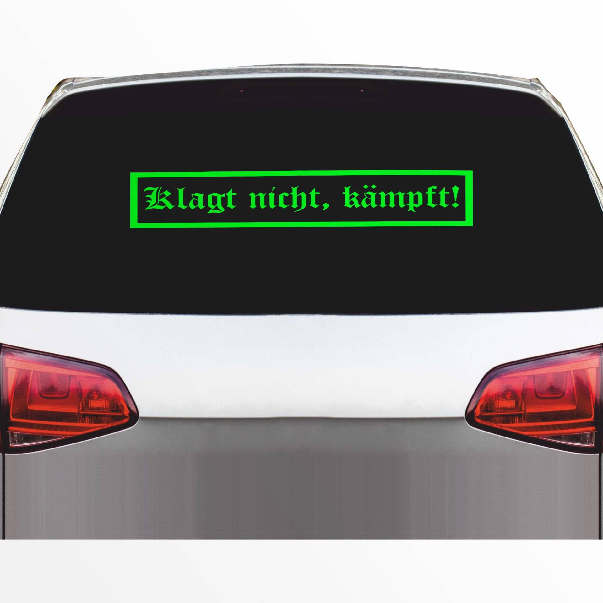 INDIGOS UG Auto Aufkleber Klagt Nicht, kämpft! - Heckscheibe 800x160mm neongrün - Fussball Deutschland Fight Männer - Tuning - Sticker - Heckscheibe - Auto INDIGOS UG Auto Aufkleber Klagt Nicht, kämpft! - Heckscheibe 800x160mm neongrün - Fussball Deutschland Fight Männer - Tuning - Sticker - Heckscheibe - Auto von INDIGOS UG
