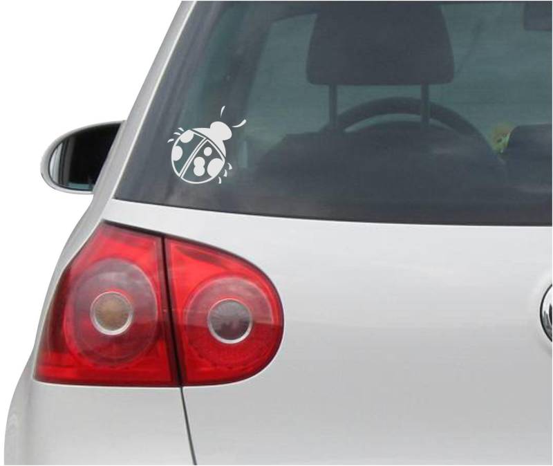 INDIGOS UG Aufkleber - Autoaufkleber - JDM - Die Cut - Lady Bug Ladybug Decal Auto Window Laptop Sticker - Silber - 88mmx88mm von INDIGOS UG