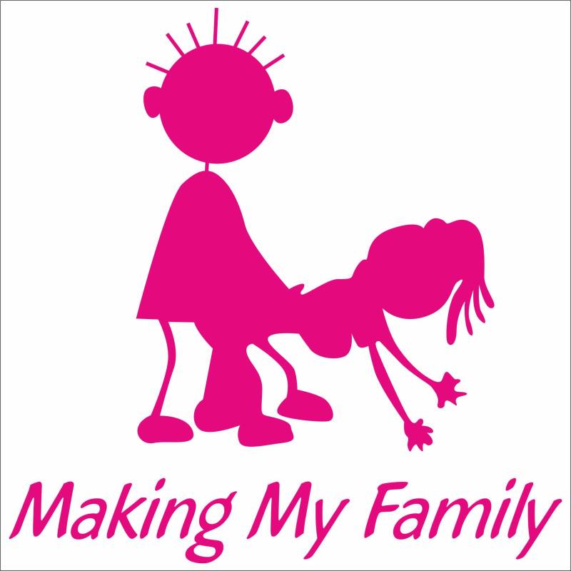 INDIGOS UG Aufkleber - Autoaufkleber - JDM - Die Cut - Making My Stick Figure Family Funny Vinyl Decal Bumper Sticker - pink - 127mmx127mm von INDIGOS UG