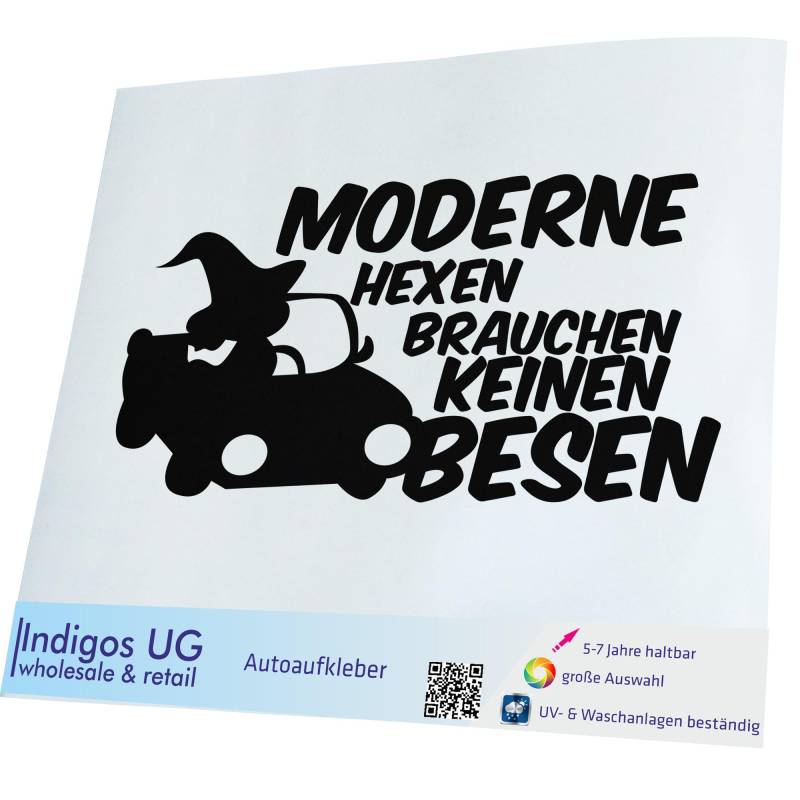 INDIGOS UG Auto Aufkleber Moderne Hexen brauchen keinen Besen - 190x90mm schwarz - Selbstklebender Sticker für Auto, Fenster, Bus oder LKW - Tuning von INDIGOS UG