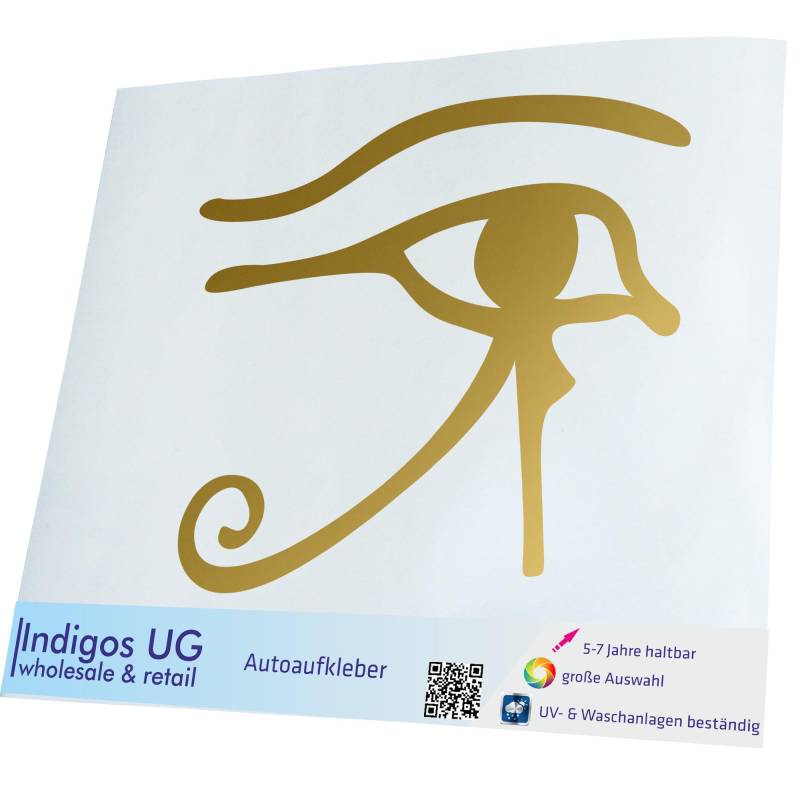 INDIGOS UG Auto Aufkleber Auto - 200x169 mm - Auge des Ra - Gold - Selbstklebender Sticker für Auto, Fenster, Bus oder LKW - UV-beständig & wetterfest von INDIGOS UG