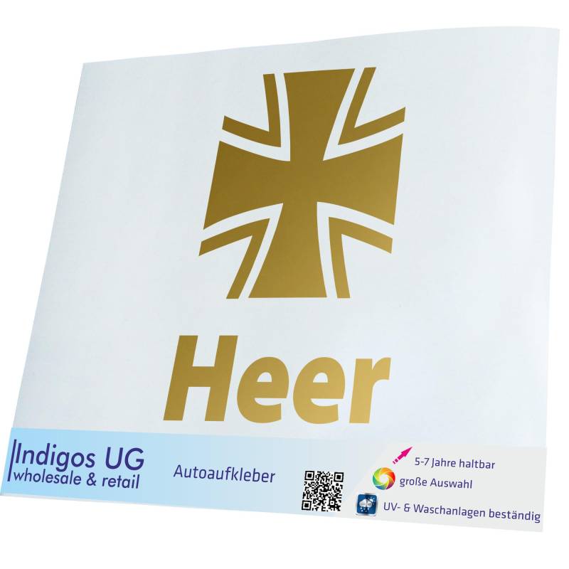 INDIGOS UG Auto Aufkleber Auto - 300x200 mm - Deutsches Heer - Bundeswehr - Gold - Selbstklebender Sticker für Auto, Fenster, Bus oder LKW von INDIGOS UG