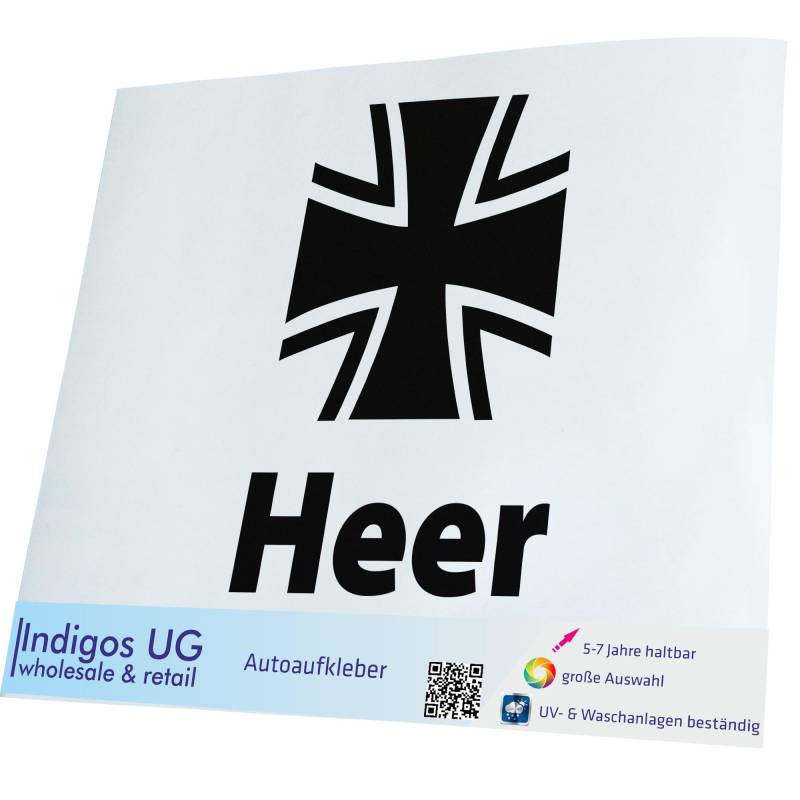 INDIGOS UG Auto Aufkleber Auto - 300x200 mm - Deutsches Heer - Bundeswehr - schwarz - Selbstklebender Sticker für Auto, Fenster, Bus oder LKW von INDIGOS UG