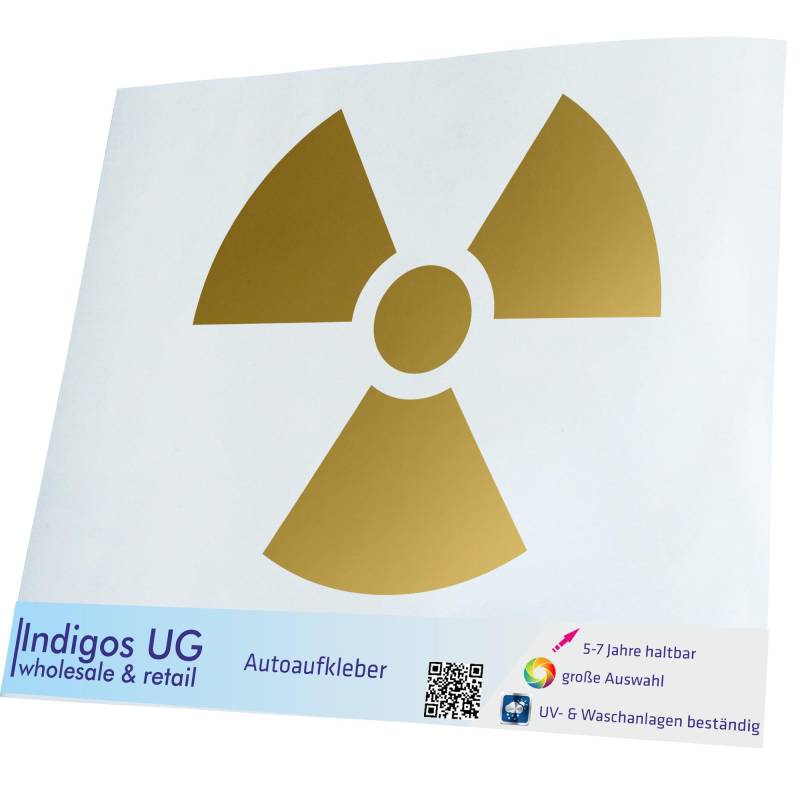 INDIGOS UG Auto Aufkleber Auto - 300x275 mm - Radioaktiv - Gold - Selbstklebender Sticker für Auto, Fenster, Bus oder LKW - UV-beständig & wetterfest von INDIGOS UG