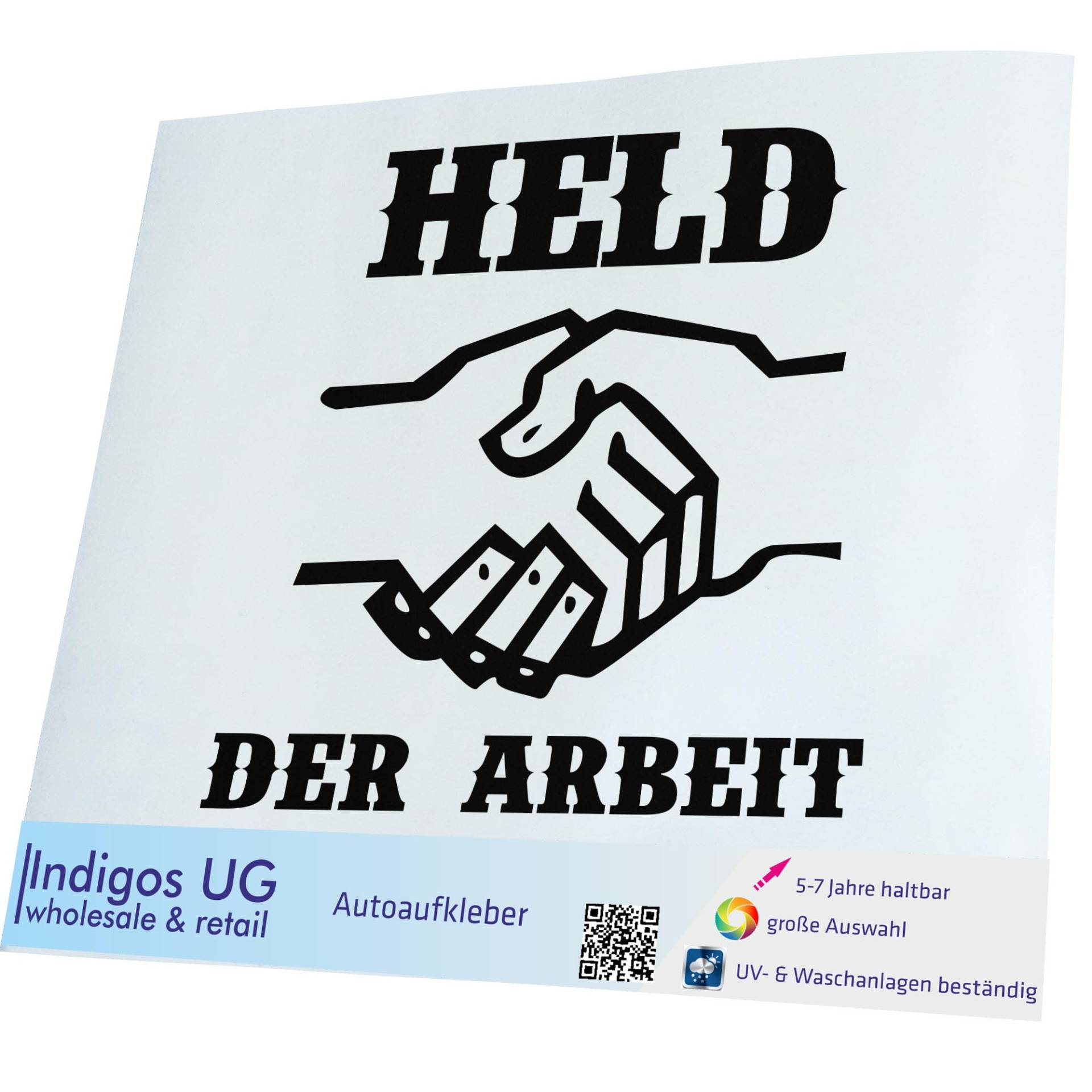 INDIGOS UG Auto Aufkleber Auto - 300x280 mm - Held der Arbeit - schwarz - Selbstklebender Sticker für Auto, Fenster, Bus oder LKW INDIGOS UG Auto Aufkleber Auto - 300x280 mm - Held der Arbeit - schwarz - Selbstklebender Sticker für Auto, Fenster, Bus oder LKW von INDIGOS UG