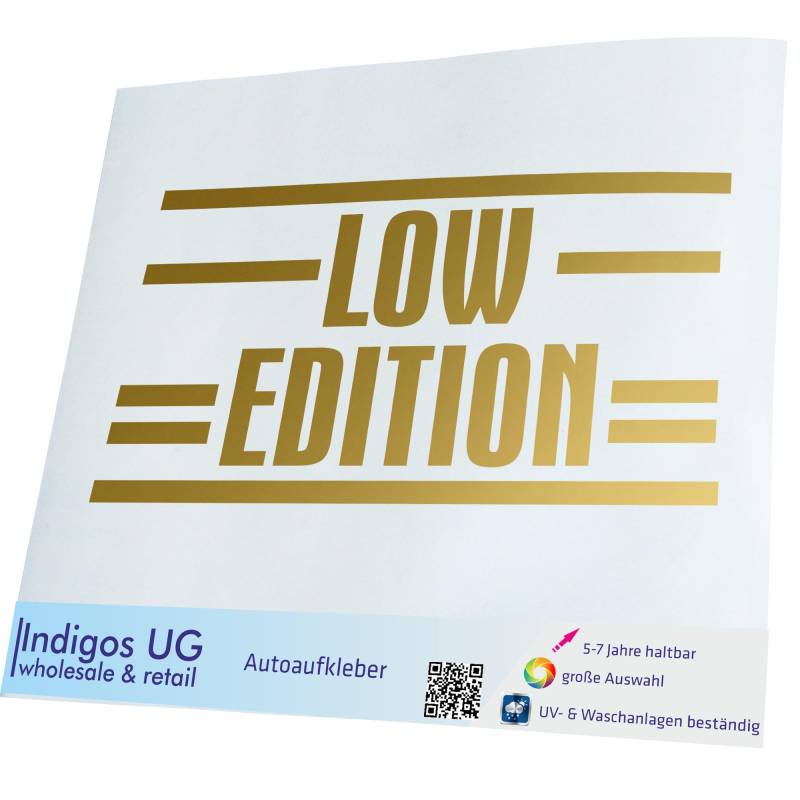 INDIGOS UG Auto Aufkleber Auto - 400x190 mm - Low Edition - Gold - Selbstklebender Sticker für Auto, Fenster, Bus oder LKW - UV-beständig & wetterfest von INDIGOS UG