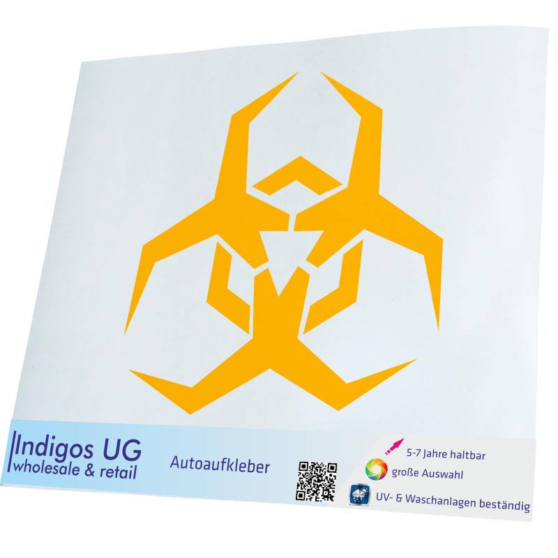 INDIGOS UG Auto Aufkleber Biohazard Symbol Clipart - 300x300mm gelb - Selbstklebender Sticker für Auto, Fenster, Bus oder LKW - Tuning von INDIGOS UG