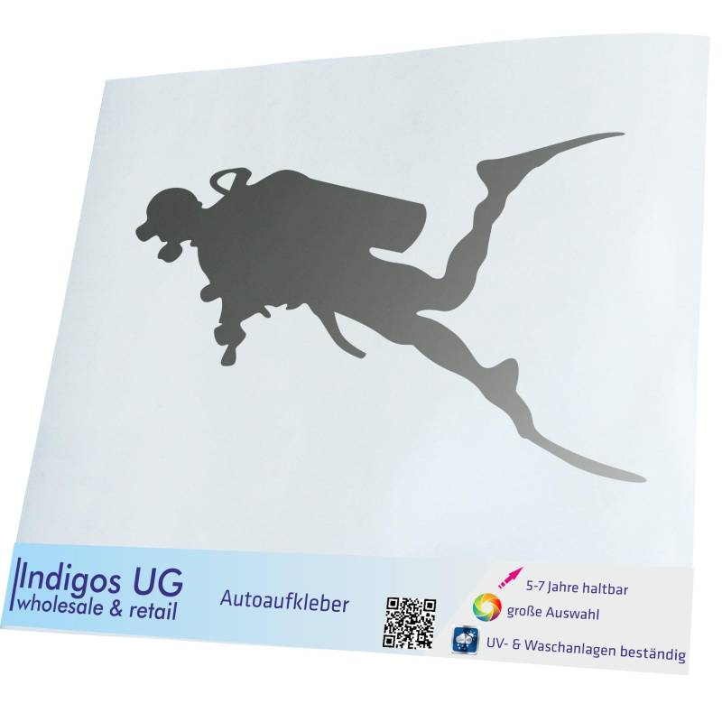 INDIGOS UG Auto Aufkleber Taucher Silhouette - 400x222mm Silber - Selbstklebender Sticker für Auto, Fenster, Bus oder LKW - Tuning von INDIGOS UG