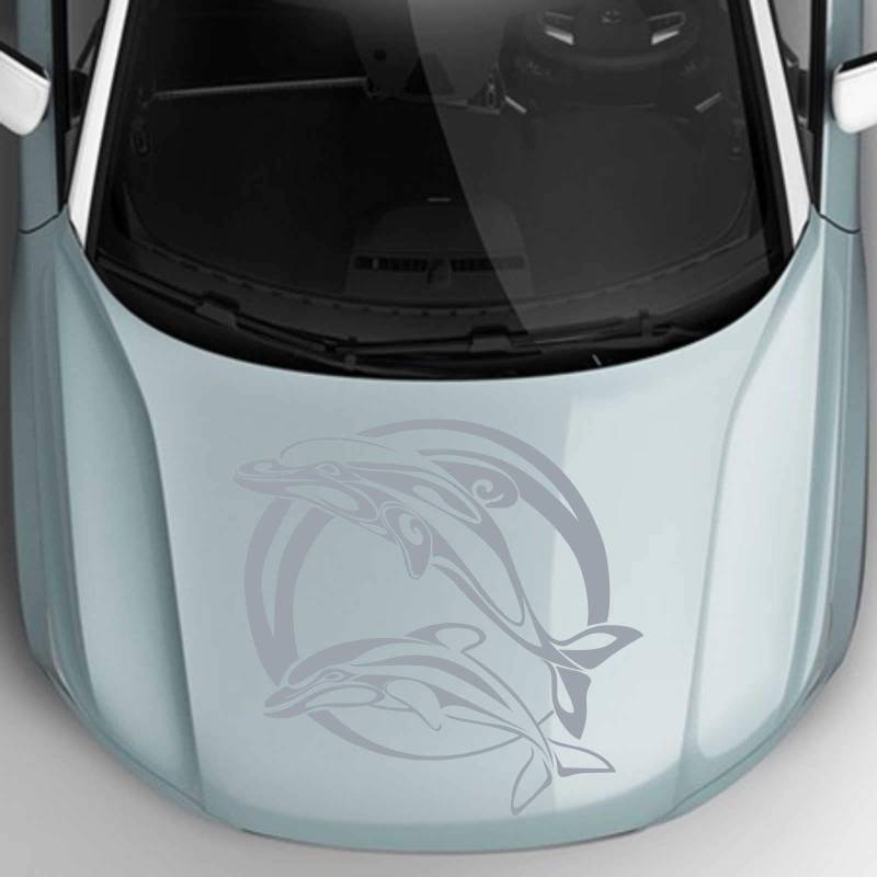 INDIGOS UG Aufkleber - Autoaufkleber Jumping Delfine 60cm x 58cm Silber - Tuning Carystyling Heckscheibe Auto von INDIGOS UG