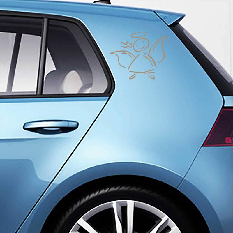 INDIGOS UG Auto Aufkleber Schutzengel, 2 Stück 10cm x 12cm braun Set - Heckscheibe - Autoaufkleber selbstklebend - UV- & waschanlagen beständig - Tuning - Spoiler - Sticker von INDIGOS UG