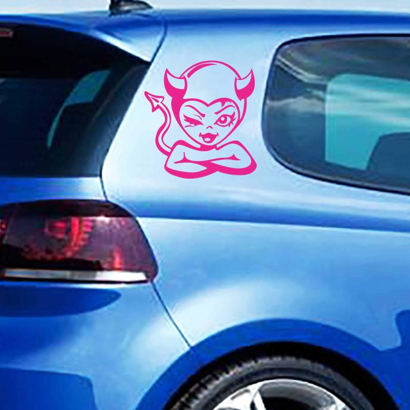 INDIGOS UG Aufkleber - Autoaufkleber-Set Teufelchen, 2 STK. je 30cm x 31cm pink - Tuning Carystyling Heckscheibe Auto von INDIGOS UG