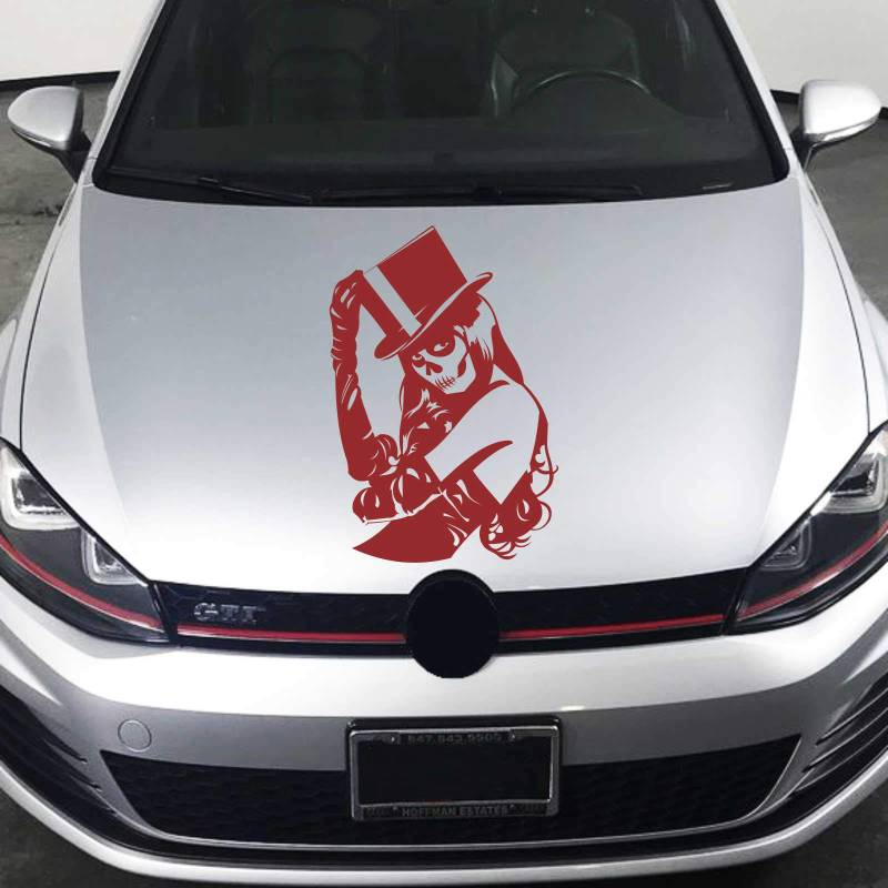 INDIGOS UG Aufkleber - Autoaufkleber Skull Girl Gothic 88cm x 60cm dunkelrot - Tuning Carystyling Heckscheibe Auto von INDIGOS UG