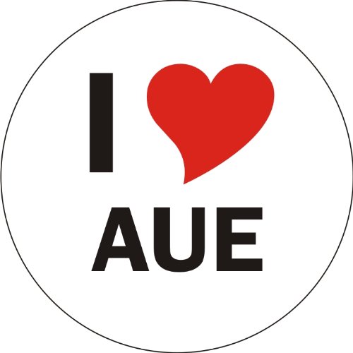 INDIGOS UG Aufkleber - Sticker - Autoaufkleber - I Love AUE - 8 cm Durchmesser rund - JDM - Die Cut - OEM - Auto - Heckscheibe - aussenklebend, rund, Auto LKW Truck Stadt von INDIGOS UG