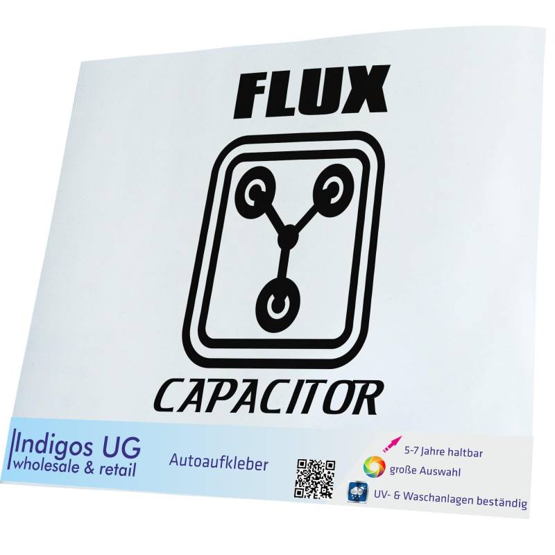 INDIGOS UG Auto Aufkleber Auto - 300x212 mm - Flux Capacitor - schwarz - Selbstklebender Sticker für Auto, Fenster, Bus oder LKW von INDIGOS UG