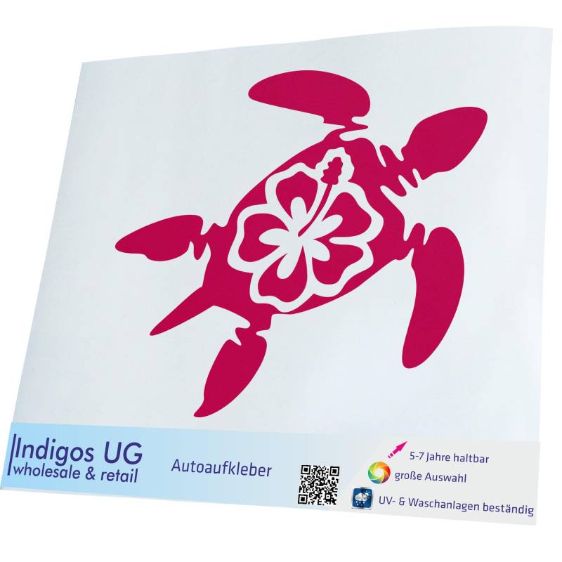 INDIGOS UG Auto Aufkleber Auto - 300x250 mm - Schildkröte Hawaii - pink - Selbstklebender Sticker für Auto, Fenster, Bus oder LKW von INDIGOS UG