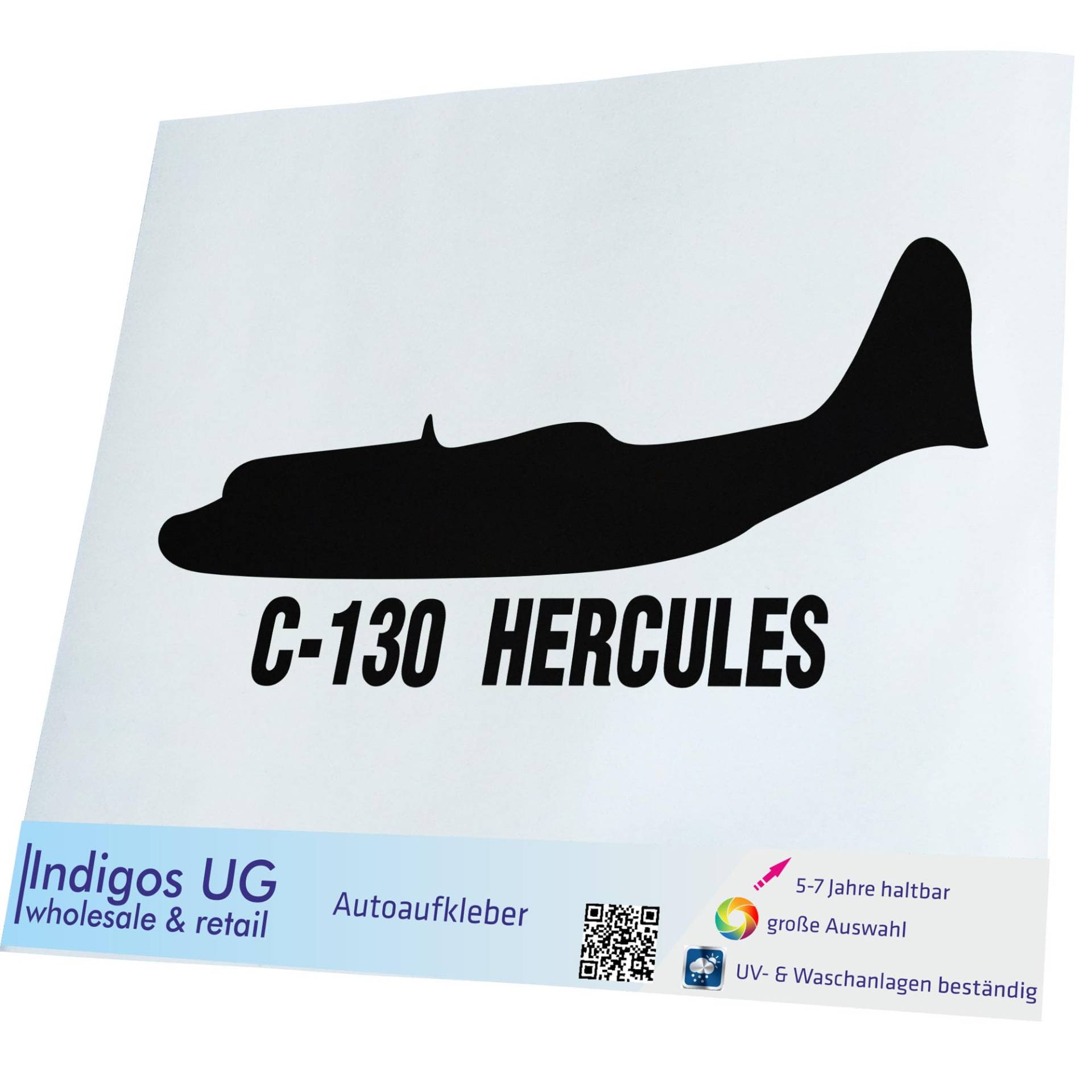INDIGOS UG Auto Aufkleber C - 130 Hercules Plane - schwarz - 149x70 - Selbstklebender Sticker für Auto, Fenster, Bus oder LKW von INDIGOS UG