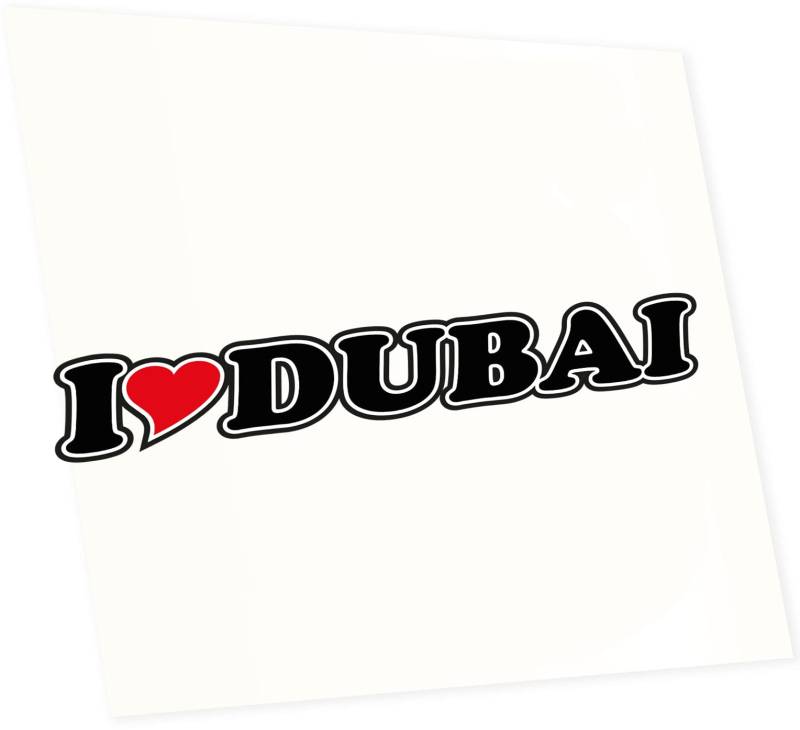 INDIGOS UG Auto Aufkleber i Love Dubai 15 cm - Autoaufkleber - KFZ Sticker selbstklebend - für Motorrad, Fenster oder Heckscheibe - wetterfest & UV-beständig von INDIGOS UG