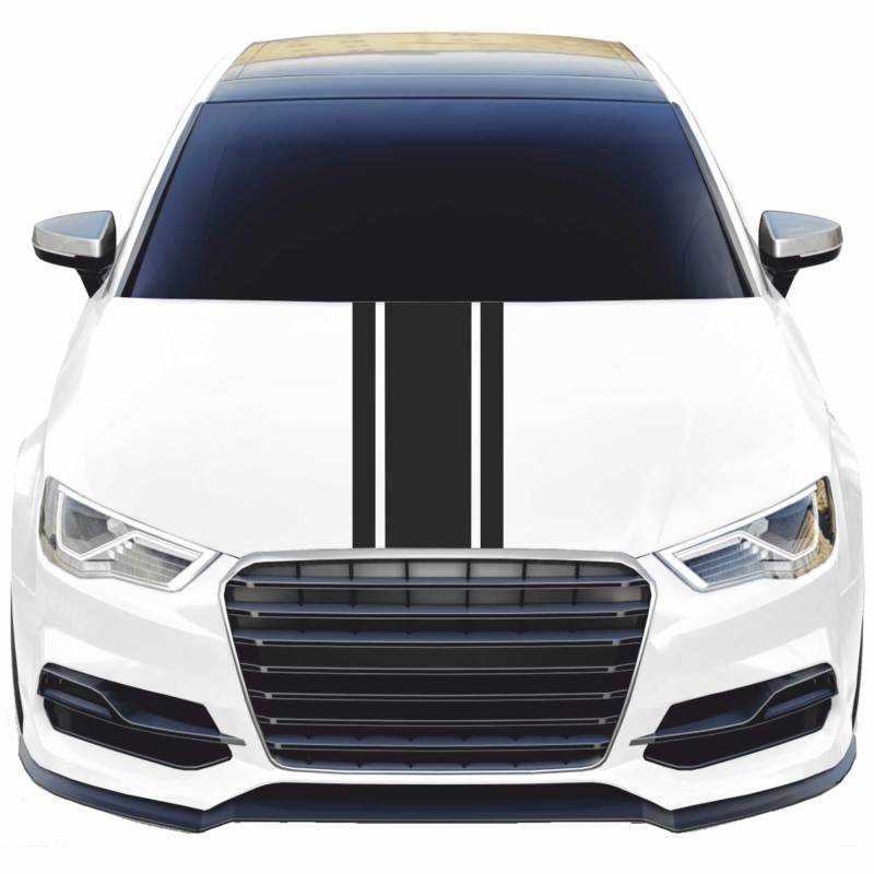 INDIGOS UG - Viperstreifen Auto - M204 matt - 3 Streifen schwarz - 400x25cm & 2x400x5cm - extravanter 3ér - mit Übertragungsfolie - Tuning - Viper - Racingstreifen - Autoaufkleber - Zierstreifen von INDIGOS UG