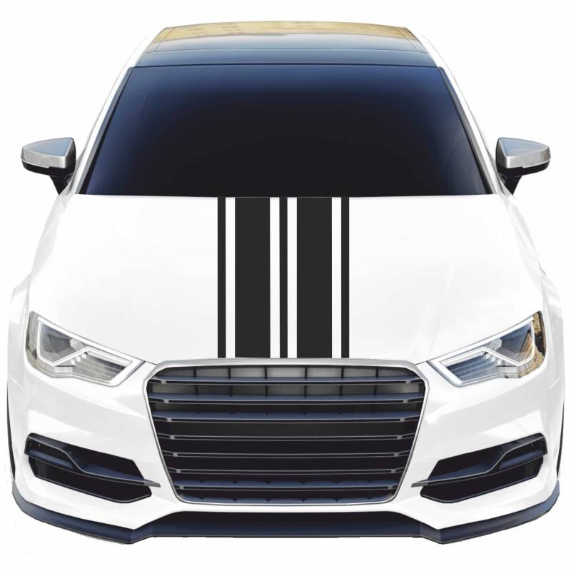 INDIGOS UG - Viperstreifen Auto - M208 matt - 5 Streifen schwarz - 2x400cm x 15cm & 3x400cm x 3cm - mit Übertragungsfolie - Tuning - Viper - Racingstreifen - Autoaufkleber - Zierstreifen von INDIGOS UG