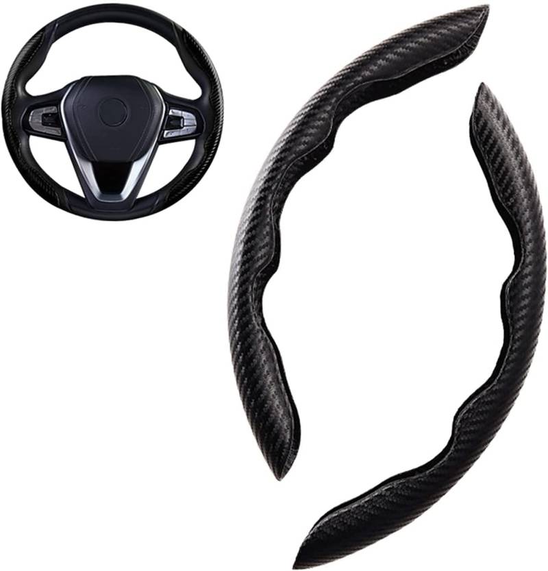 Pack of 2 Car Steering Wheel Cover for Ford Mustang 2015-2020 Mustang GT 2015-2020,Non-Slip Wear-Resistant Carbon Fibre Steering Wheel Protector,A-Black von INGKE