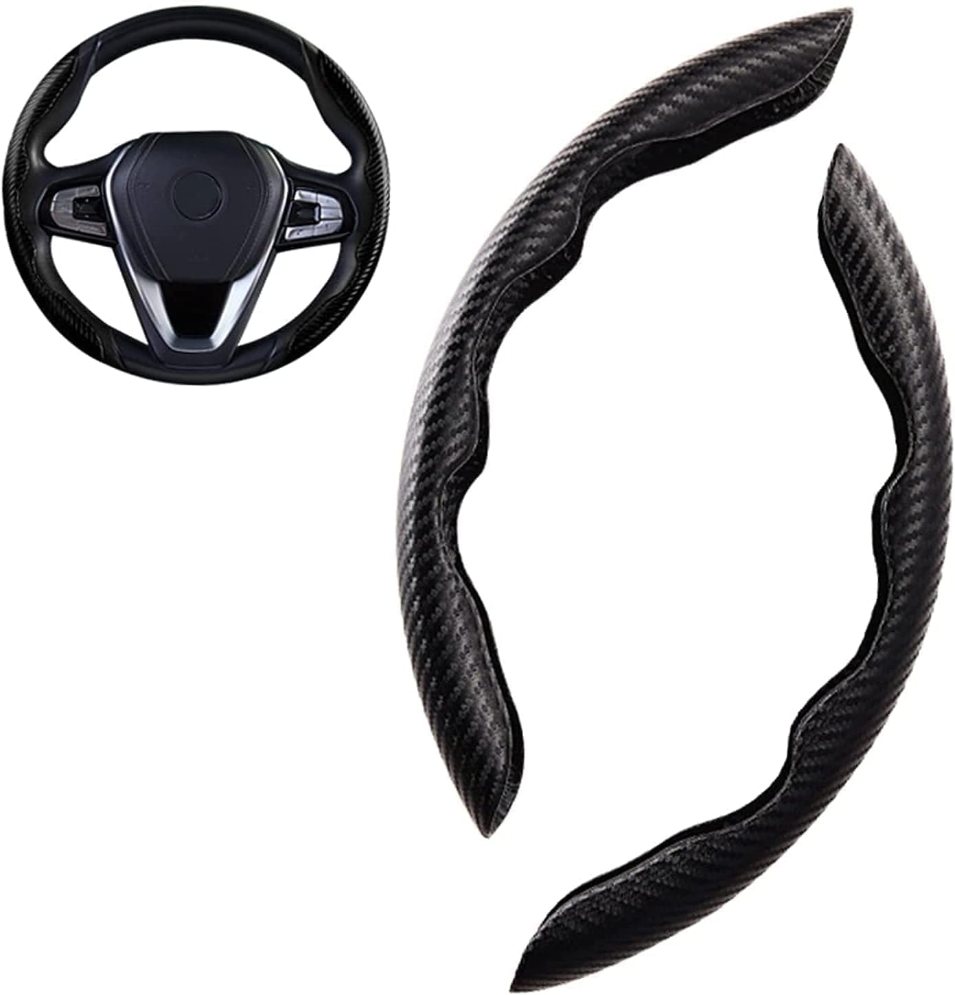 Pack of 2 Car Steering Wheel Cover for Toyota CHR/CHR EV/Handlander/Yaris,Non-Slip Wear-Resistant Carbon Fibre Steering Wheel Protector,A-Black von INGKE