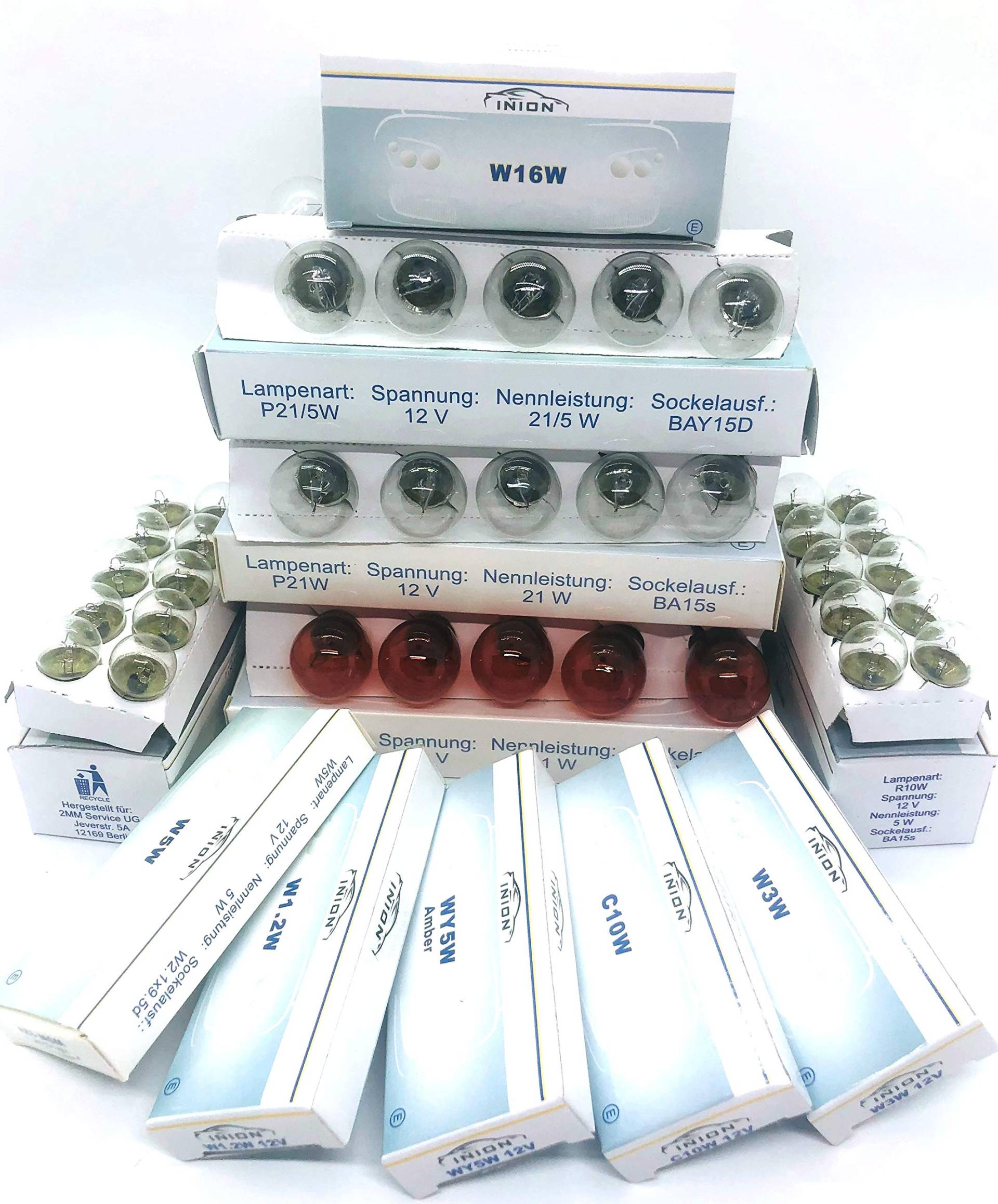 120x Stück KFZ Beleuchtung Set 12V Glühlampe Autolampen Zugelassen (120x Stück SET) von INION