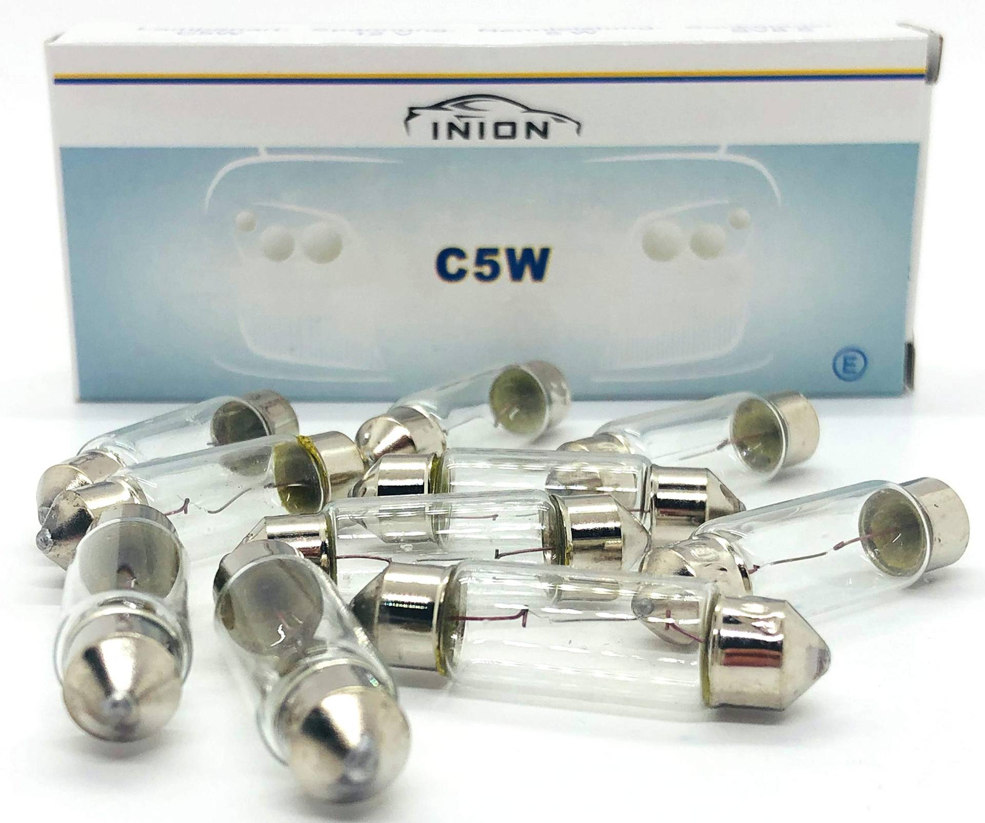 INION 10x Stück – C5W - 37mm - SV85-12V - 5W - KFZ Beleuchtung - LONGLIFE - Glühlampe Glassockellampe Glühbirne Soffitte Autolampen von INION