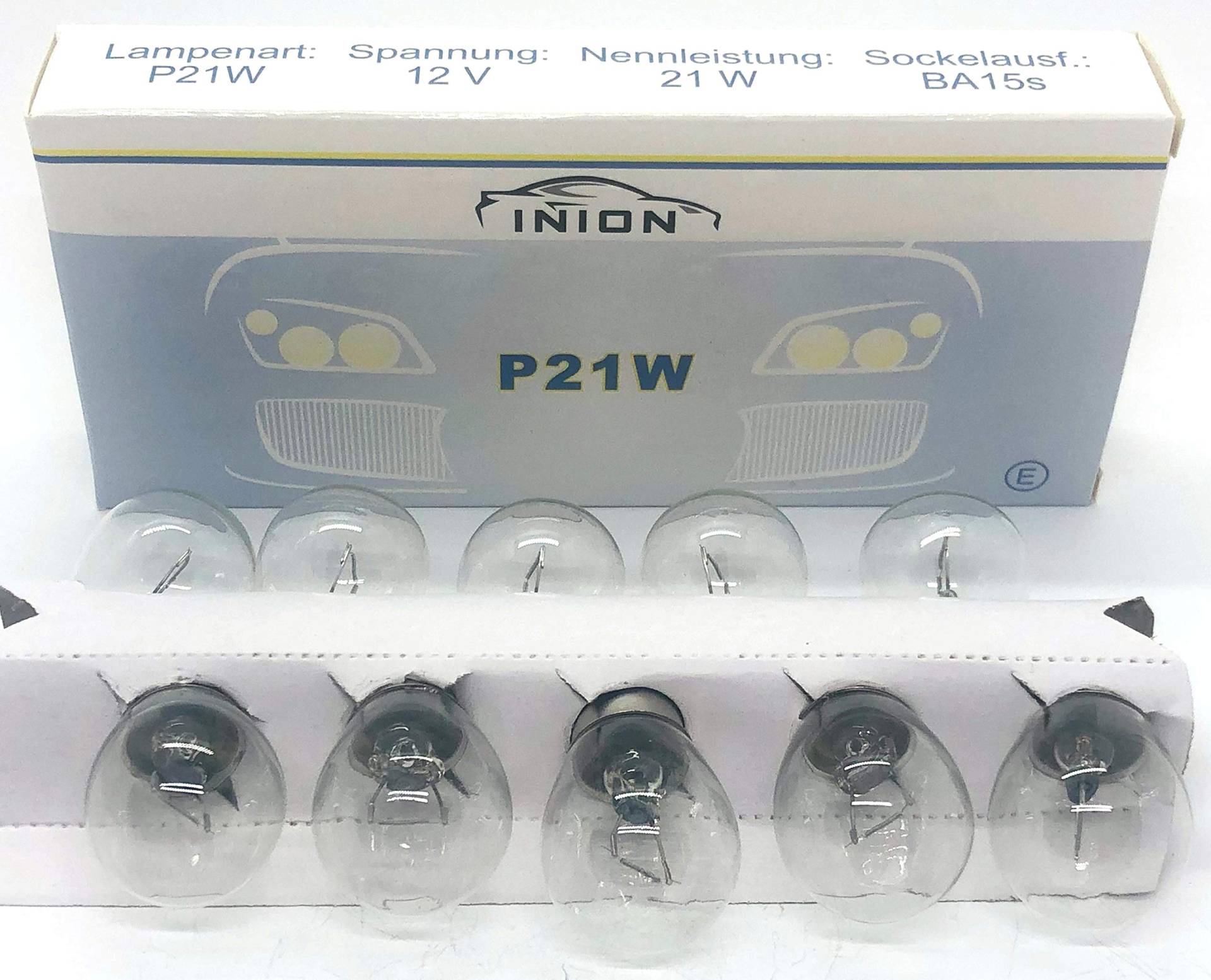 INION 10x Stück – P21W - BA15s - 12V - 21W - KFZ Beleuchtung Glühlampe Kugellampe Bremslichtlampe Nebelschlusslampe Rückfahrlicht Tagfahrlicht Glühbirne Soffitte Autolampen/chiavi INION 10x Stück – P21W - BA15s - 12V - 21W - KFZ Beleuchtung Glühlampe Kugellampe Bremslichtlampe Nebelschlusslampe Rückfahrlicht Tagfahrlicht Glühbirne Soffitte Autolampen/chiavi von INION
