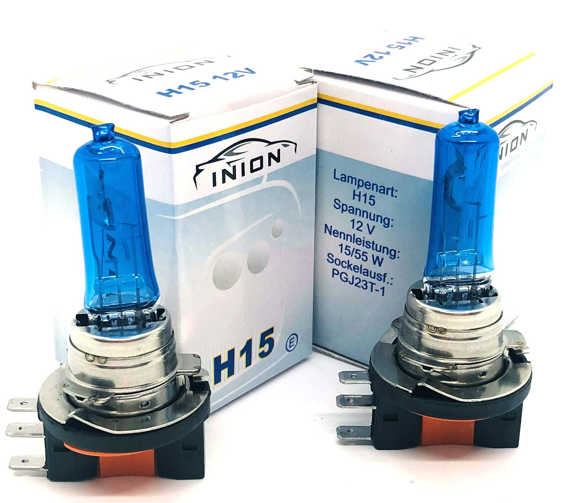 INION 2x Stück H15 15/55W PGJ23T-1 12V Halogen Lampen Blue Vision Optik Faltschachtel (H15) von INION