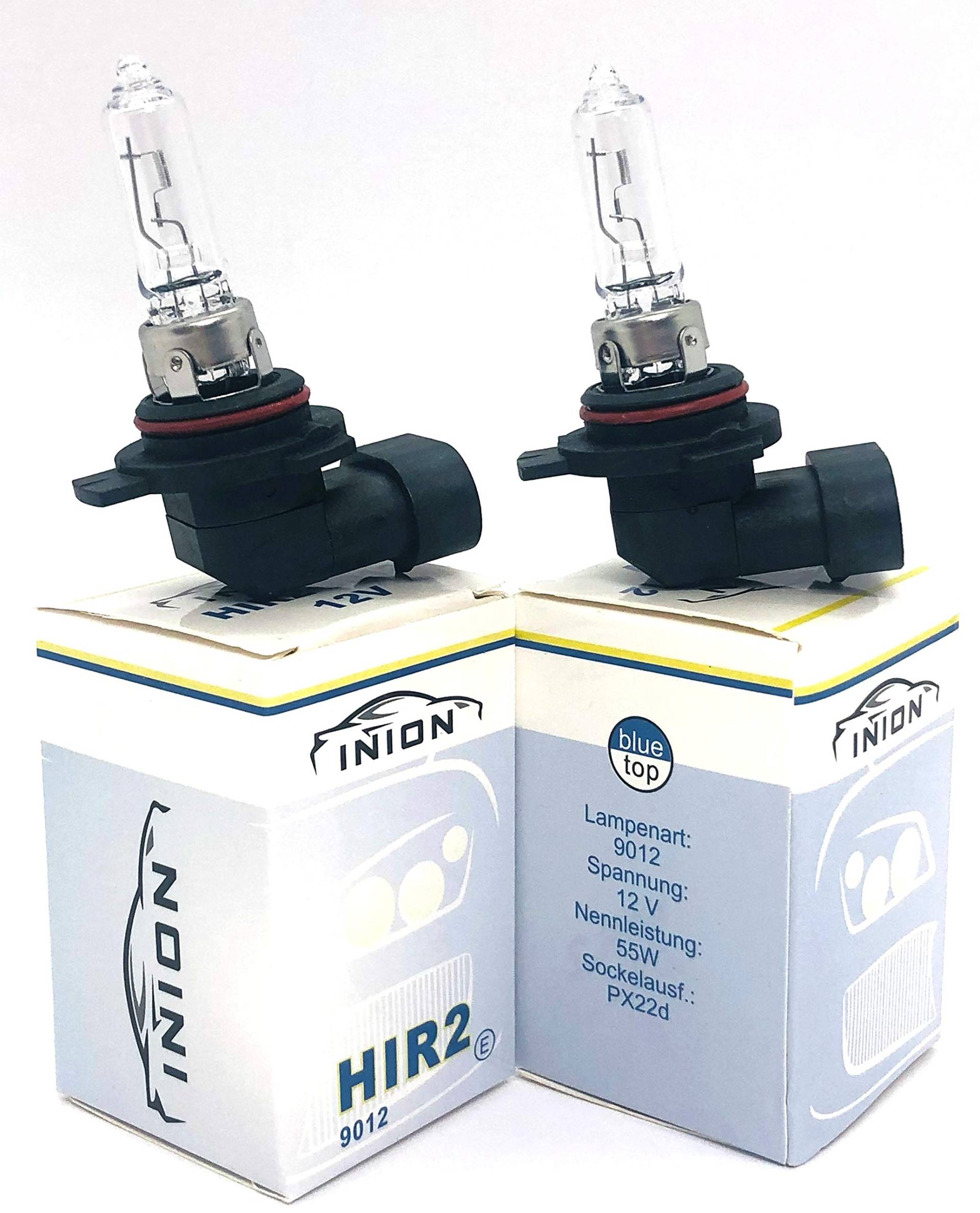 INION 2x Stück HIR2 9012 Px20d 55W 12V CLEAR Halogen Lampen Faltschachtel (HIR2 Clear) von INION