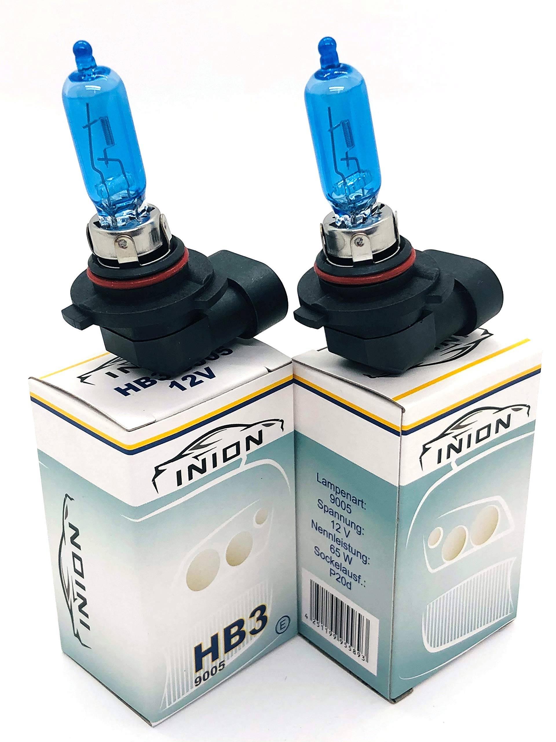 INION 2xStück HB3-60W - 9005 - P20d - 12V Xenon Optik Lights - Halogen Auto Lampen für Abblendlicht Fernlicht Zusatzscheinwerfer und Nebelscheinwerfer von INION