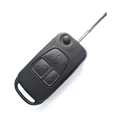 Ersatz Schlüsselgehäuse mit 3 Tasten Autoschlüssel Klappschlüssel Schlüssel mit Rohlingtyp HU44 Fernbedienung Funkschlüssel Gehäuse ohne Elektronik INION (für Mercedes Benz (KS06no) von INION