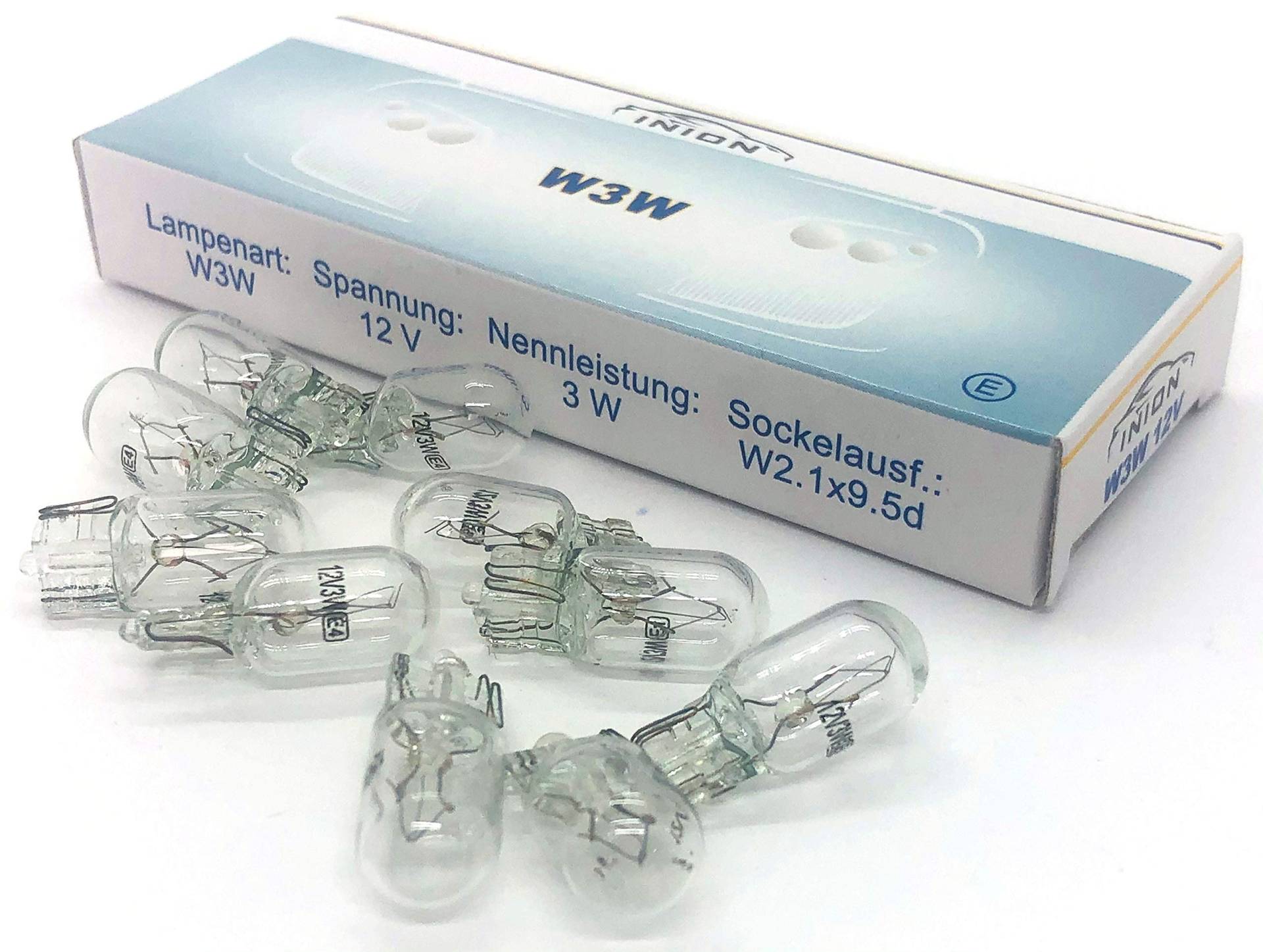 INION 10 Stück-Set KFZ Beleuchtung PROFIWARE Glassockel Auto Lampe Halogen 12V Autolampen (10x W3W) von INION